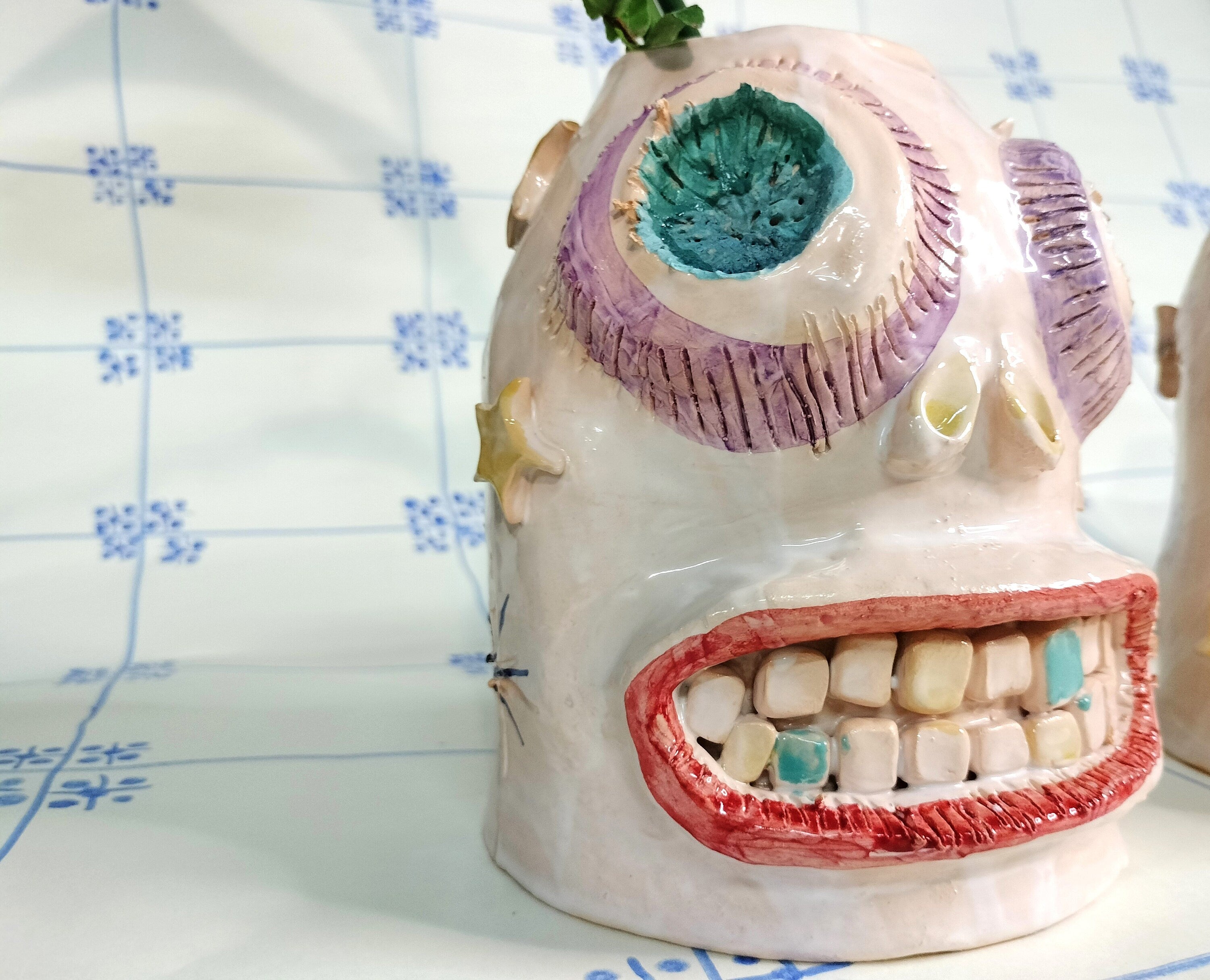 Vase Spooky Head, Handmade Decor