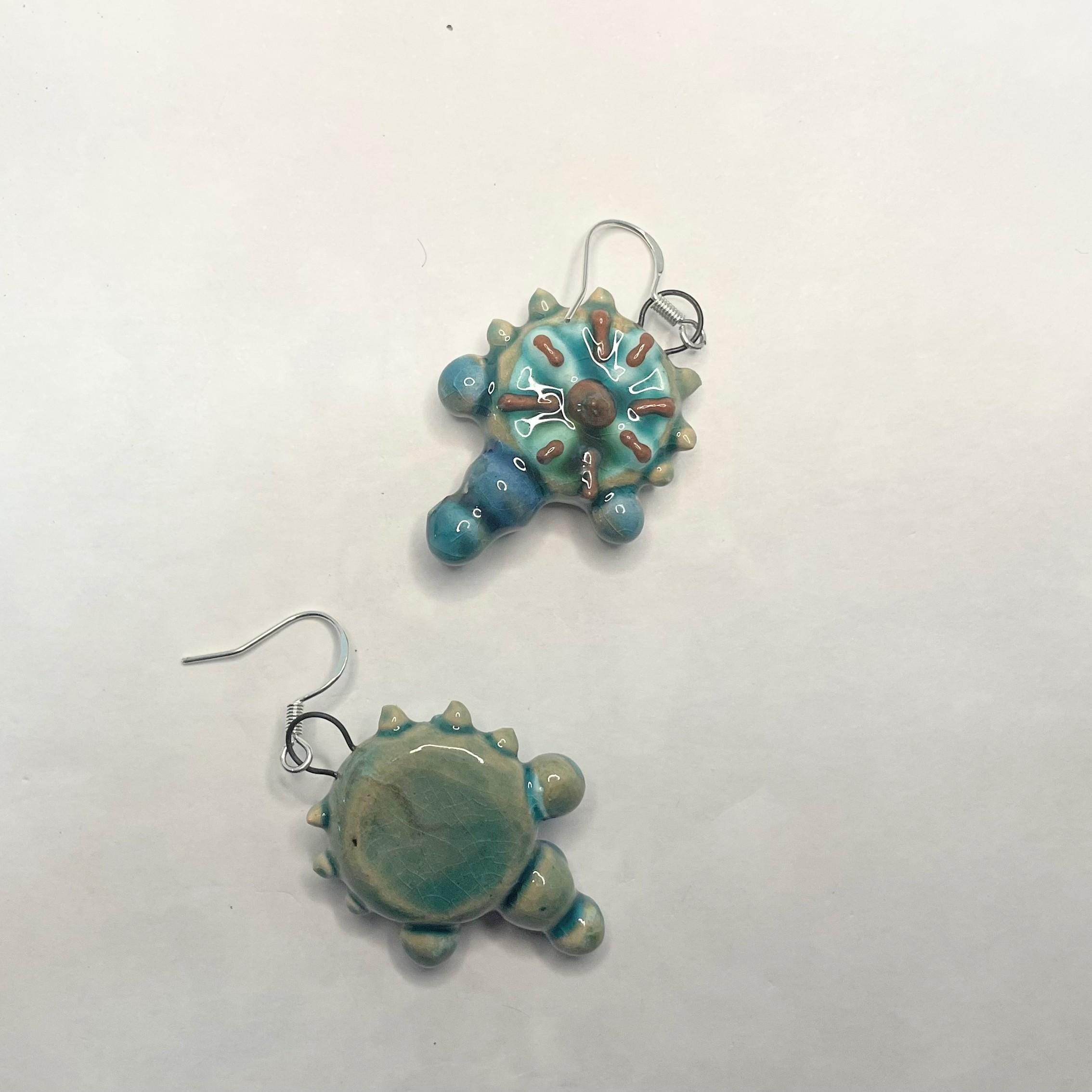 Blue Round Earrings Geometric