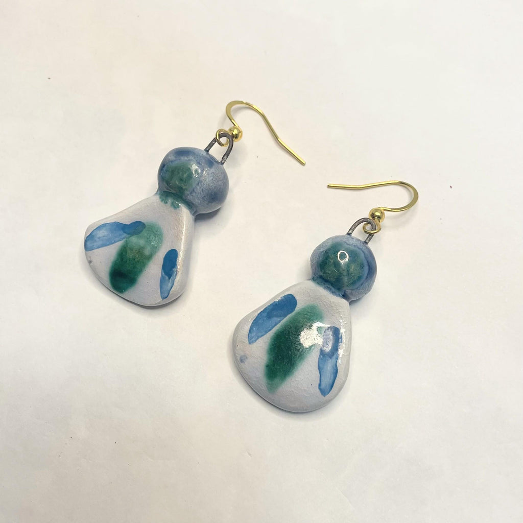Blue Dangling Ceramic Earrings