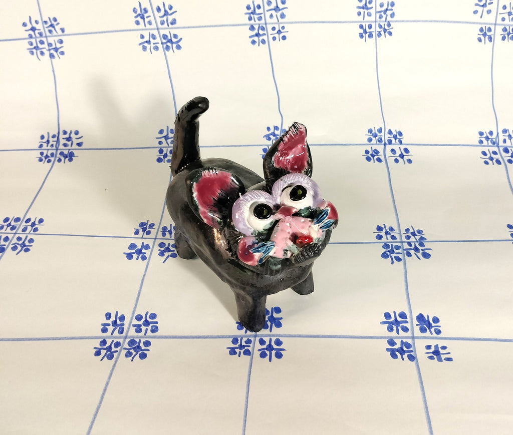 Quirky Black Ceramic Cat Table Ornament