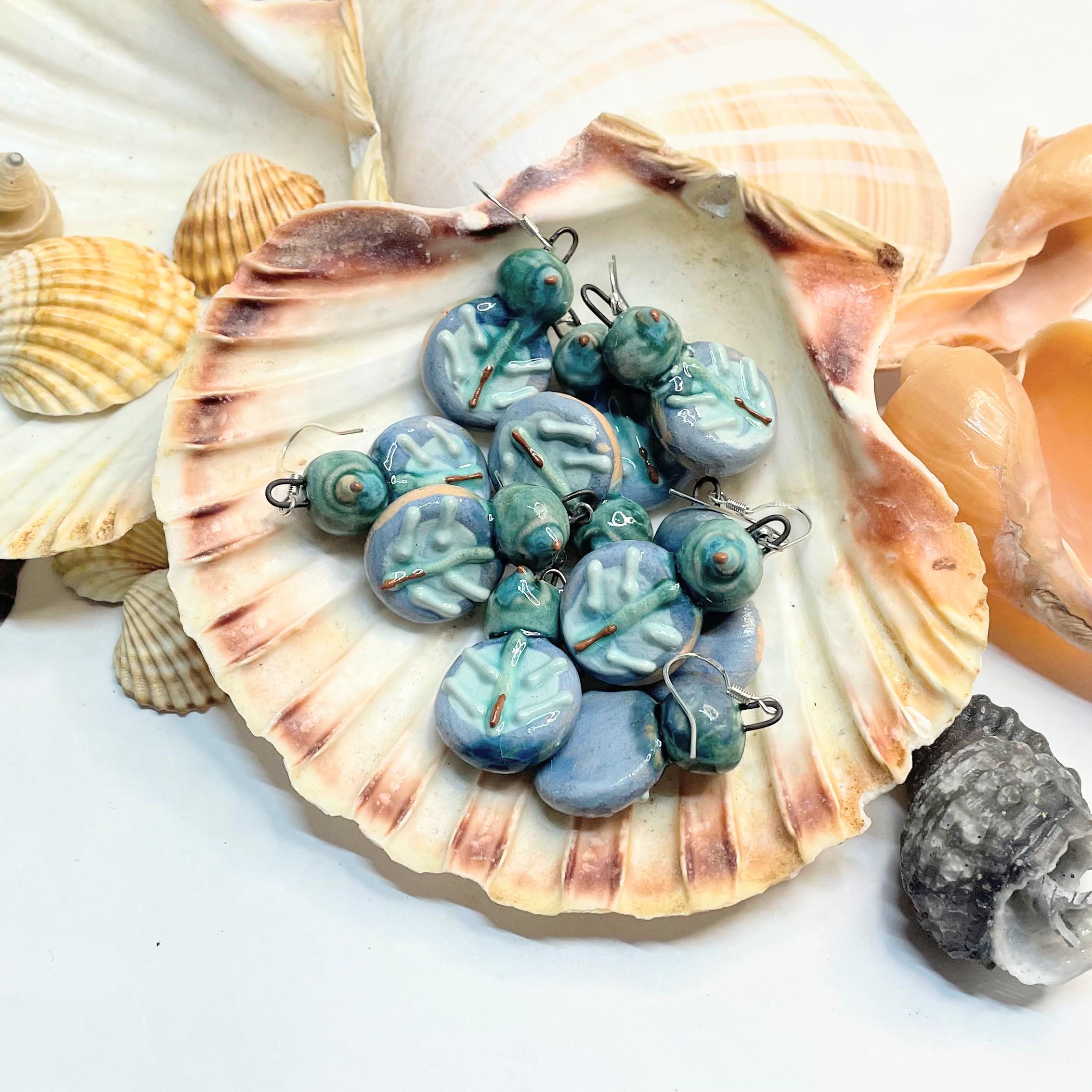 Handmade Blue Ceramic Earrings