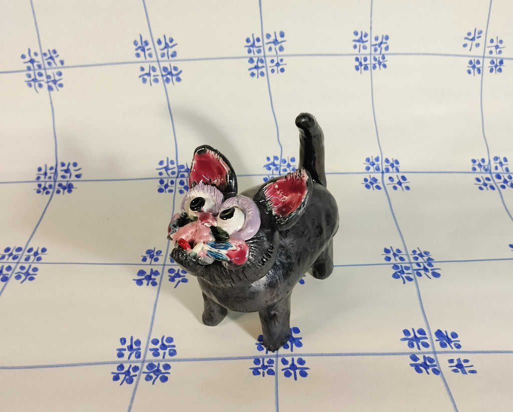 Quirky Black Ceramic Cat Table Ornament