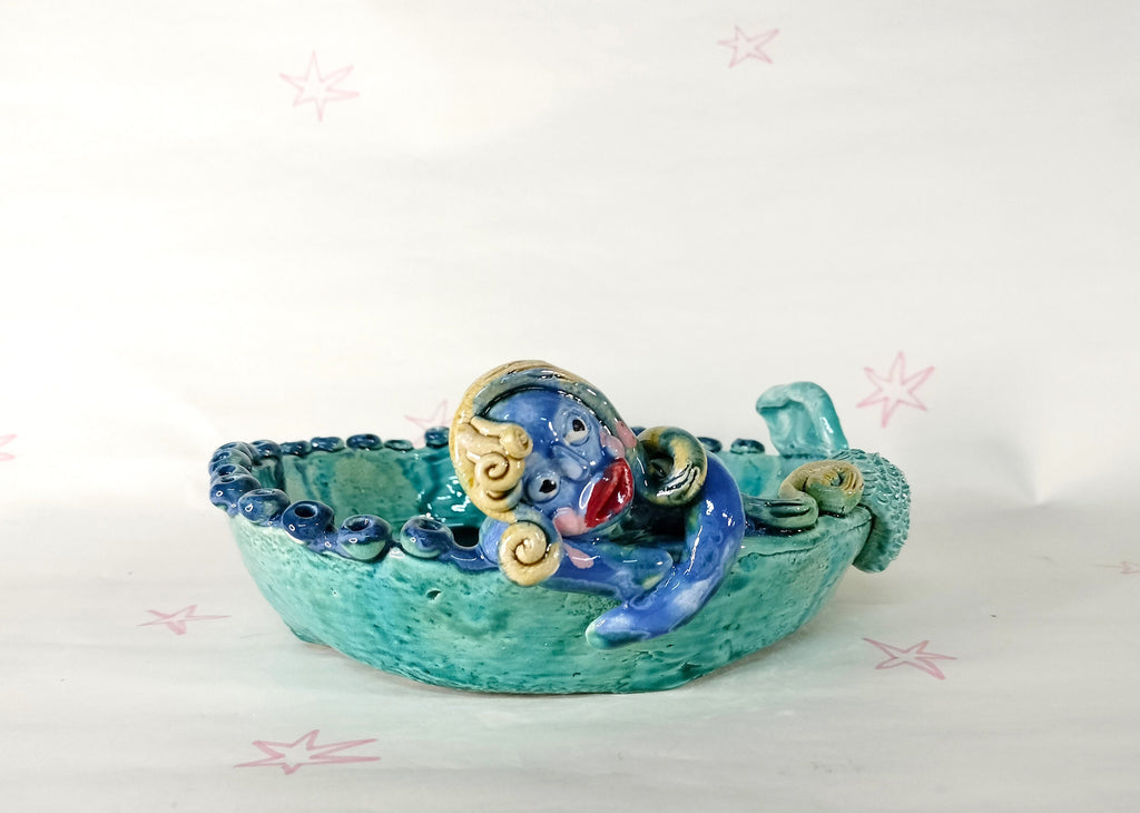 Mermaid Green Plate Made in Ceramic
