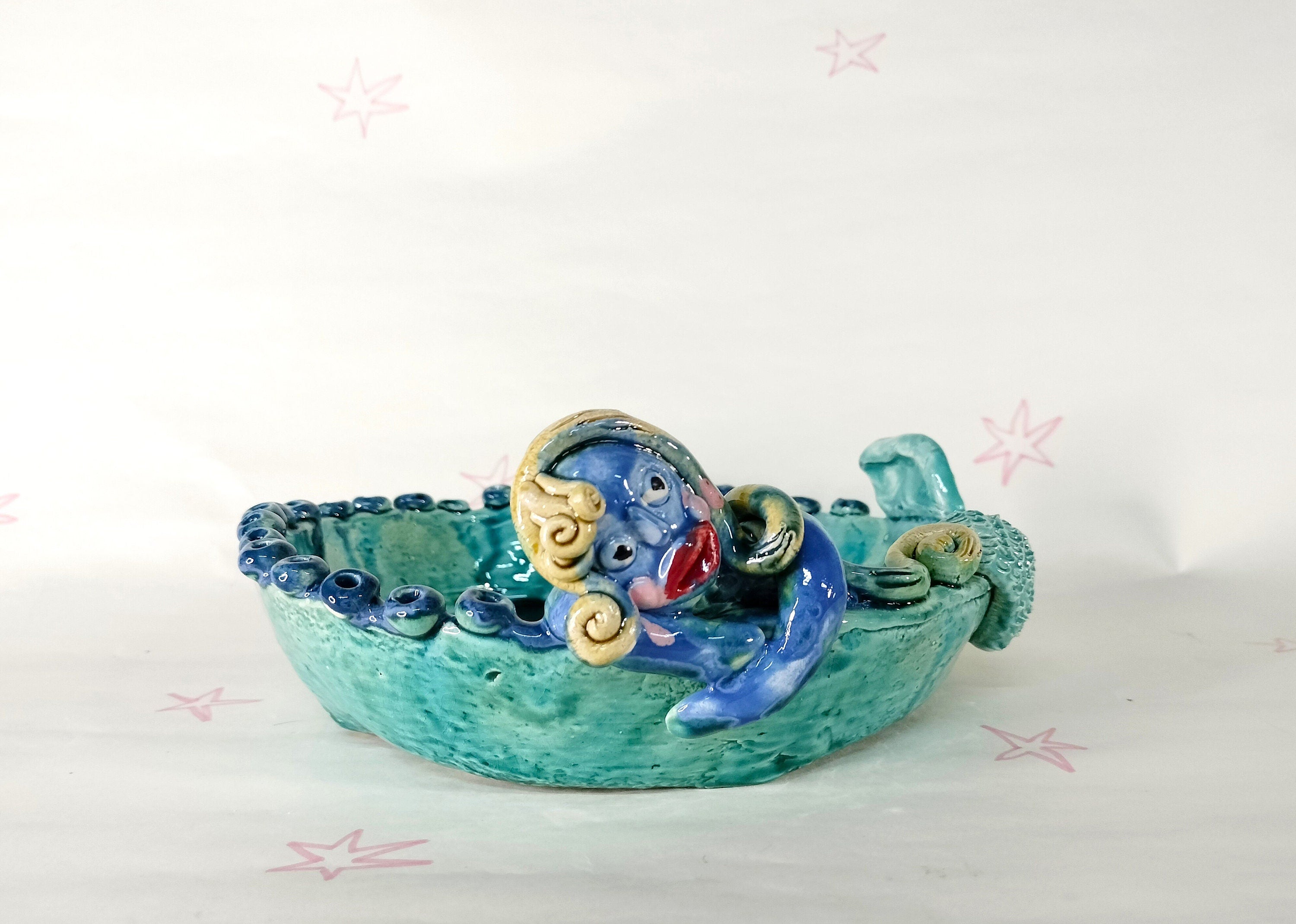 Mermaid Green Plate Made in Ceramic