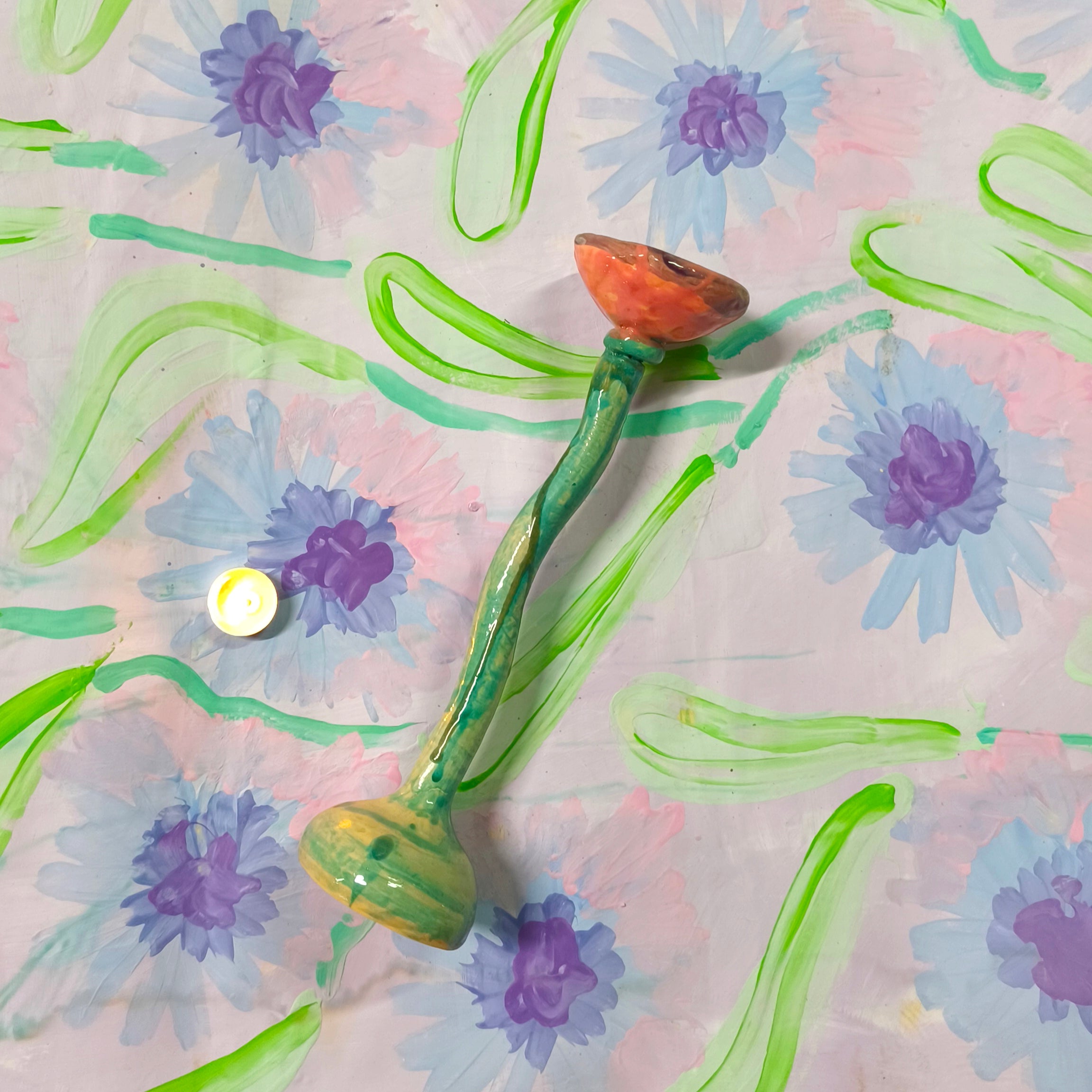 Pink Tulip Candle Holder in Ceramic