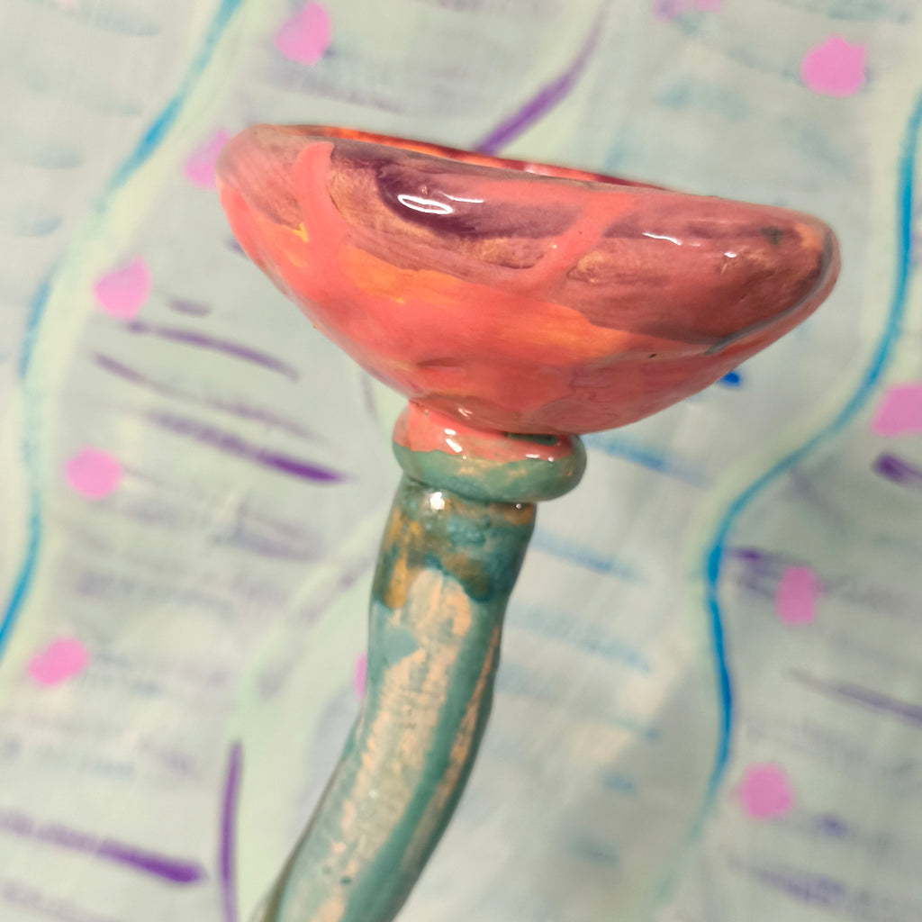 Pink Tulip Candle Holder in Ceramic