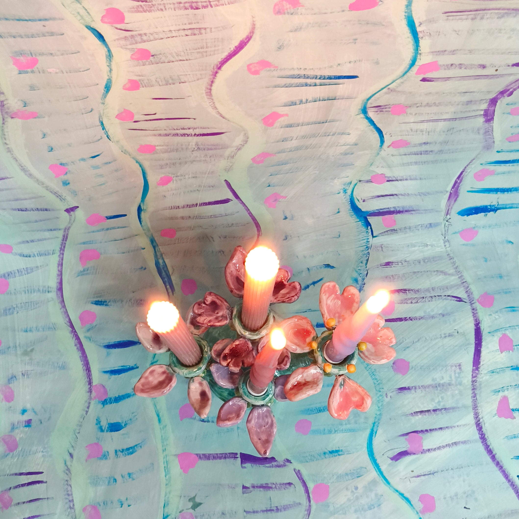 Floral Candle Holders in Ceramic