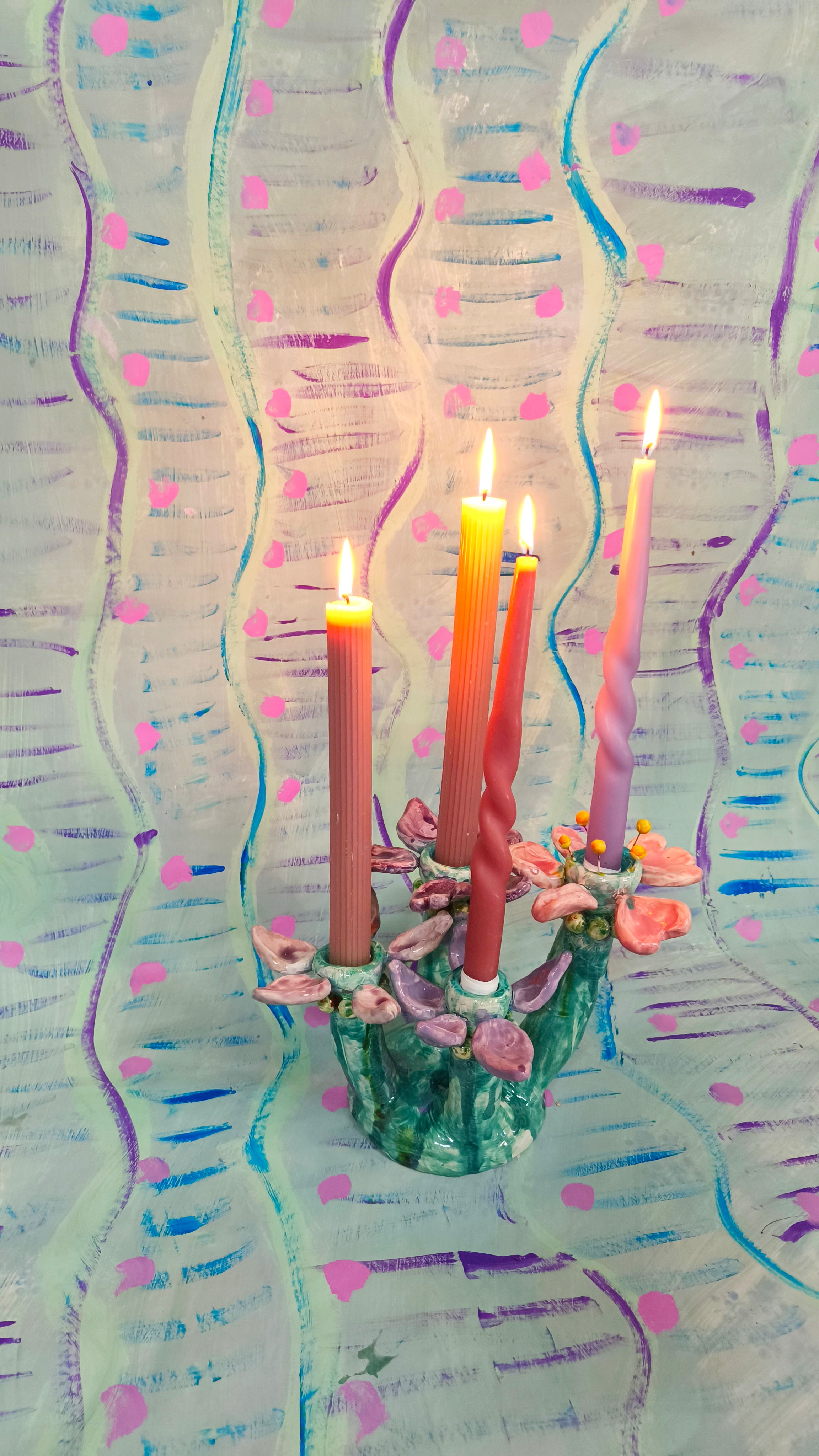 Floral Candle Holders in Ceramic