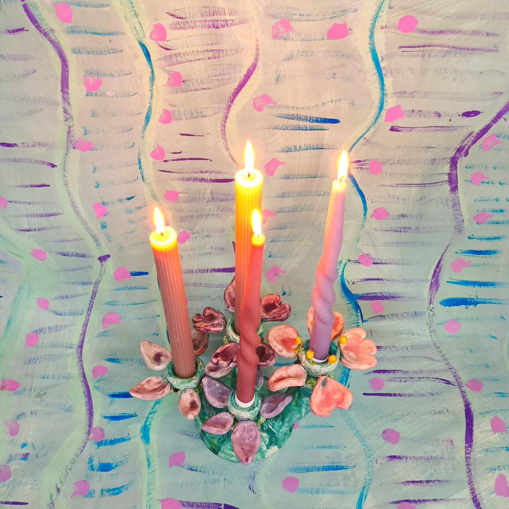 Floral Candle Holders in Ceramic