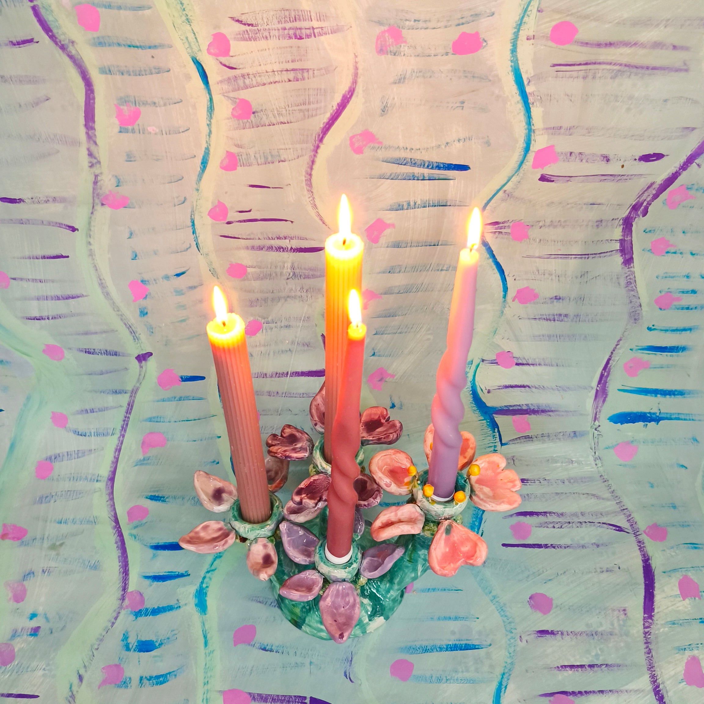 Floral Candle Holders in Ceramic