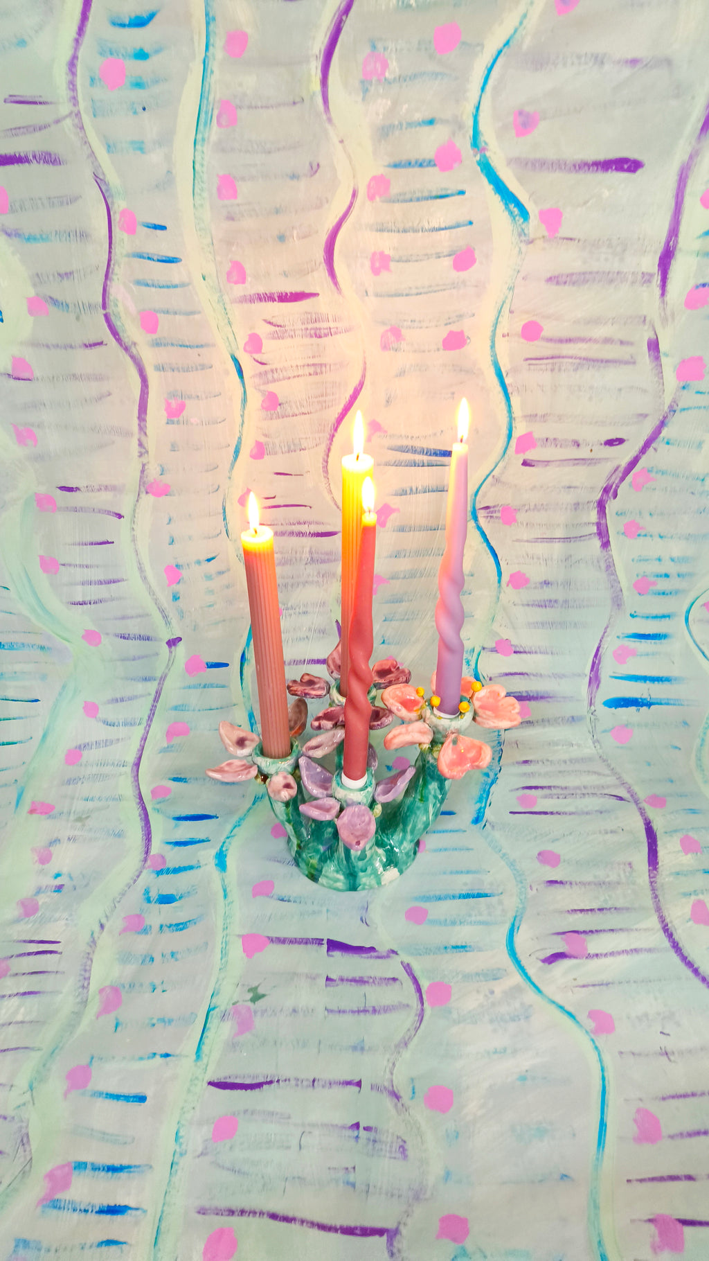 Floral Candle Holders in Ceramic