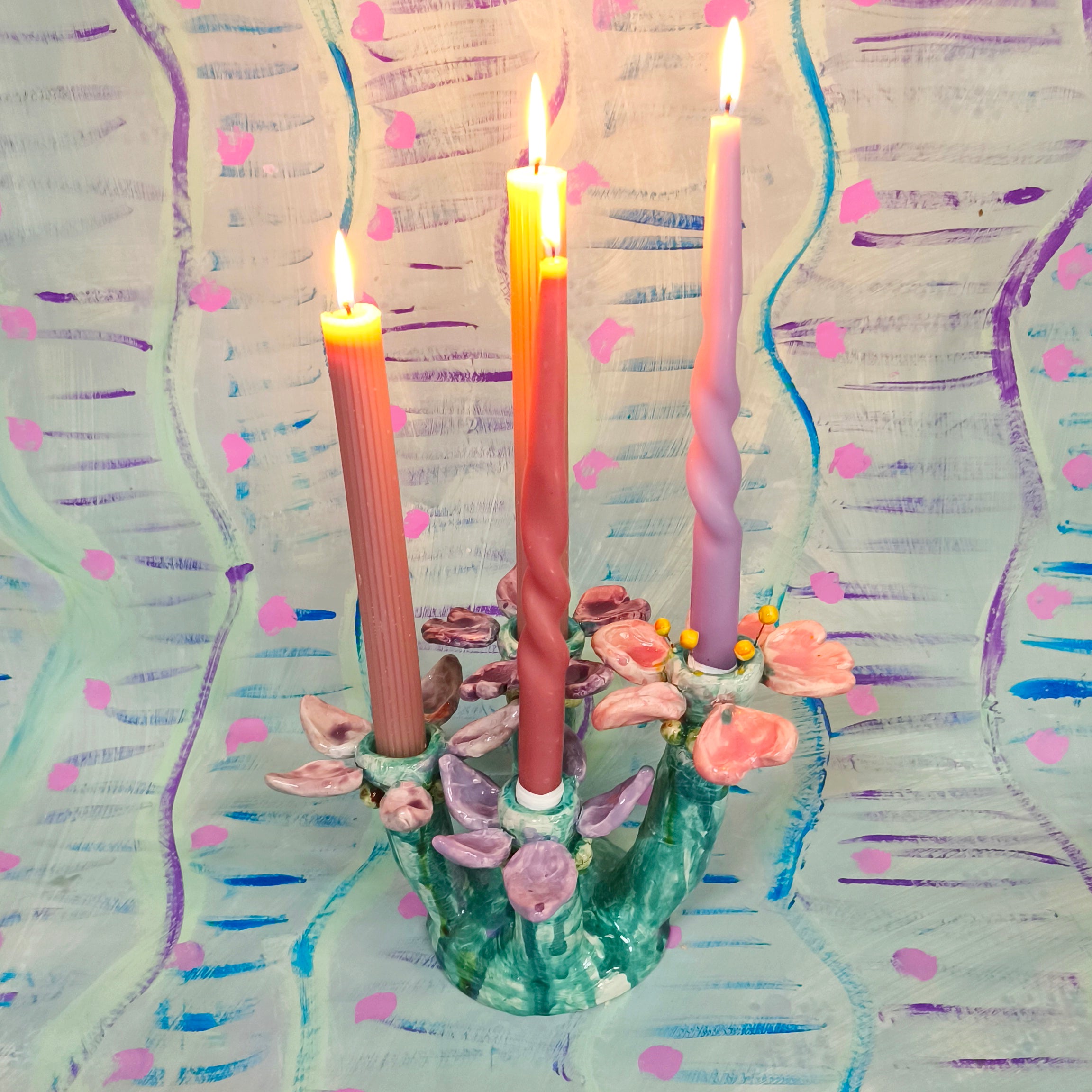 Floral Candle Holders in Ceramic