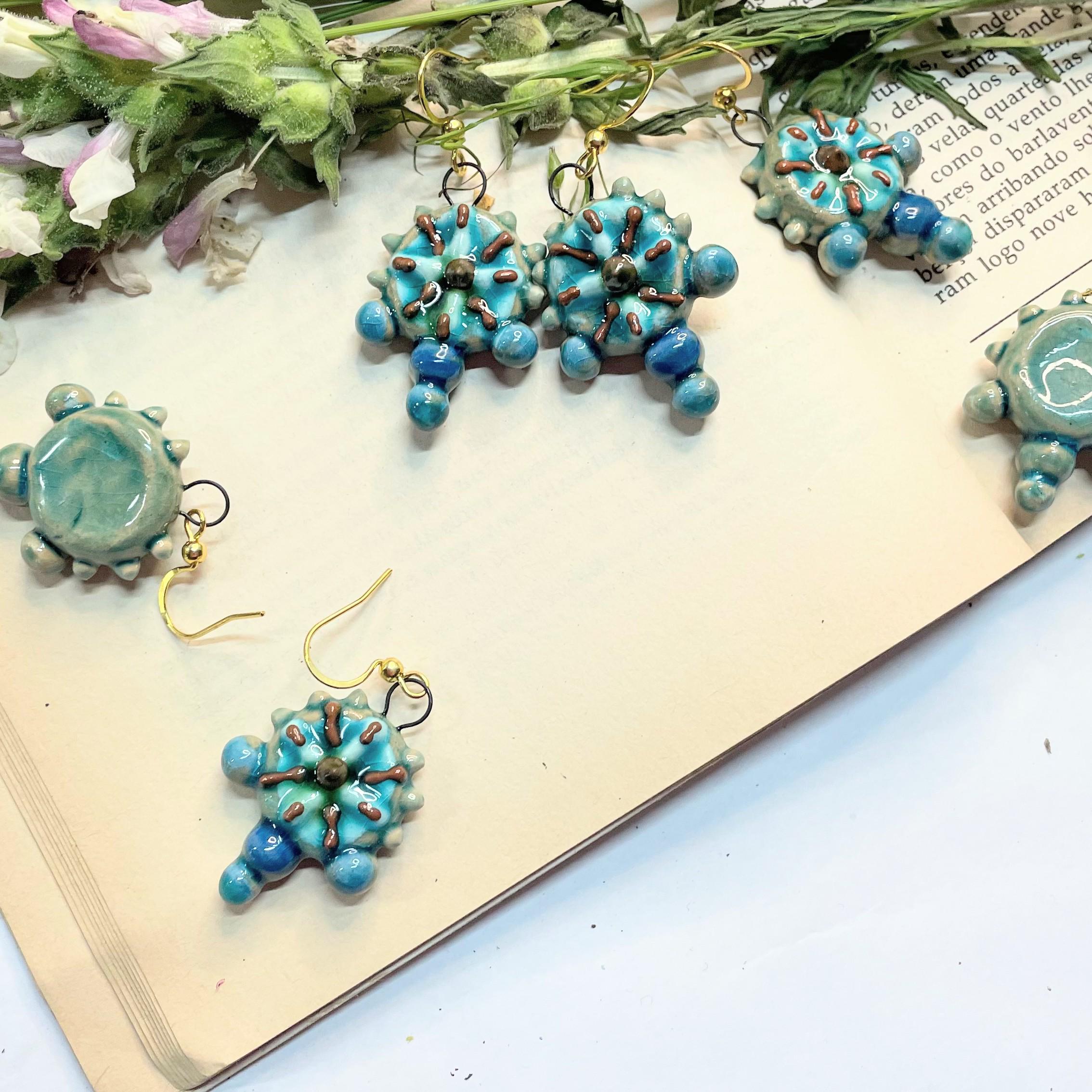 Blue Round Earrings Geometric
