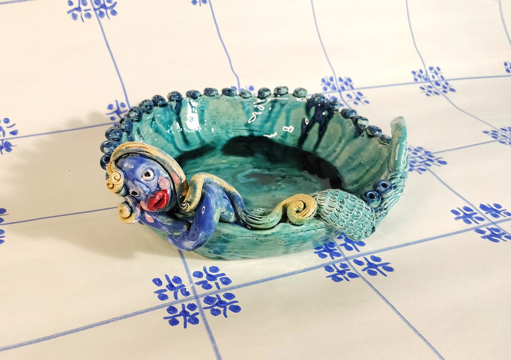 Mermaid Green Plate Made in Ceramic