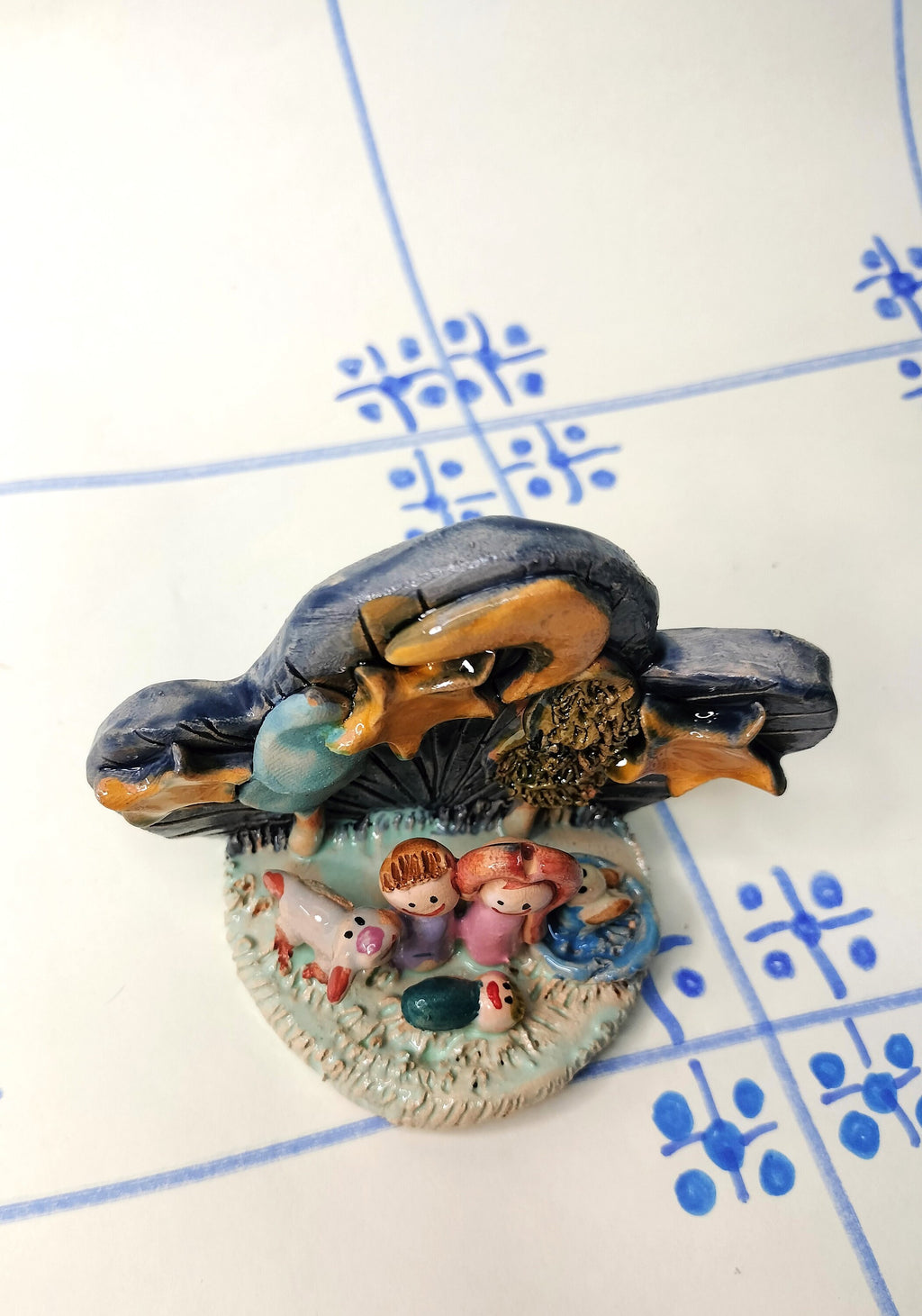 Christmas Scene with Sky and Stars, Handmade Nativity Set