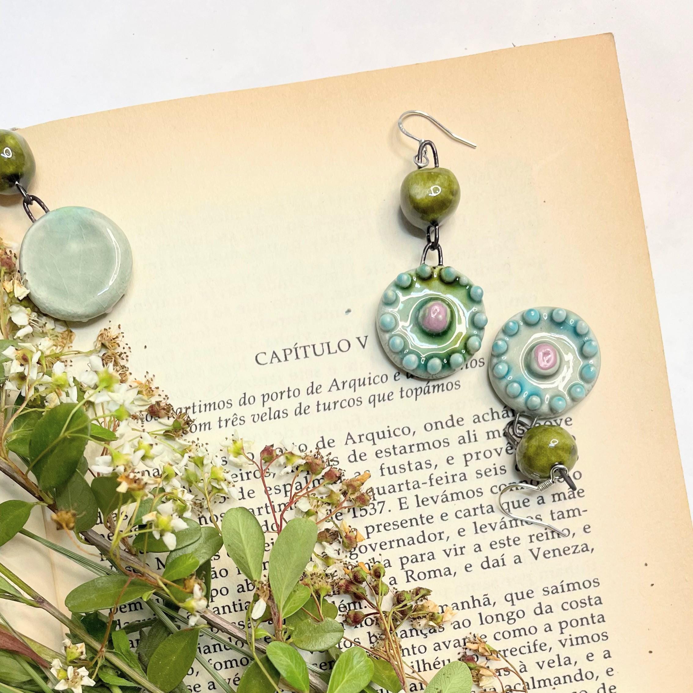 Round Dangle Ceramic Earrings