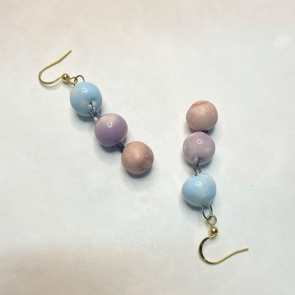 Drop Ceramic Earrings Pink Blue Jewelery