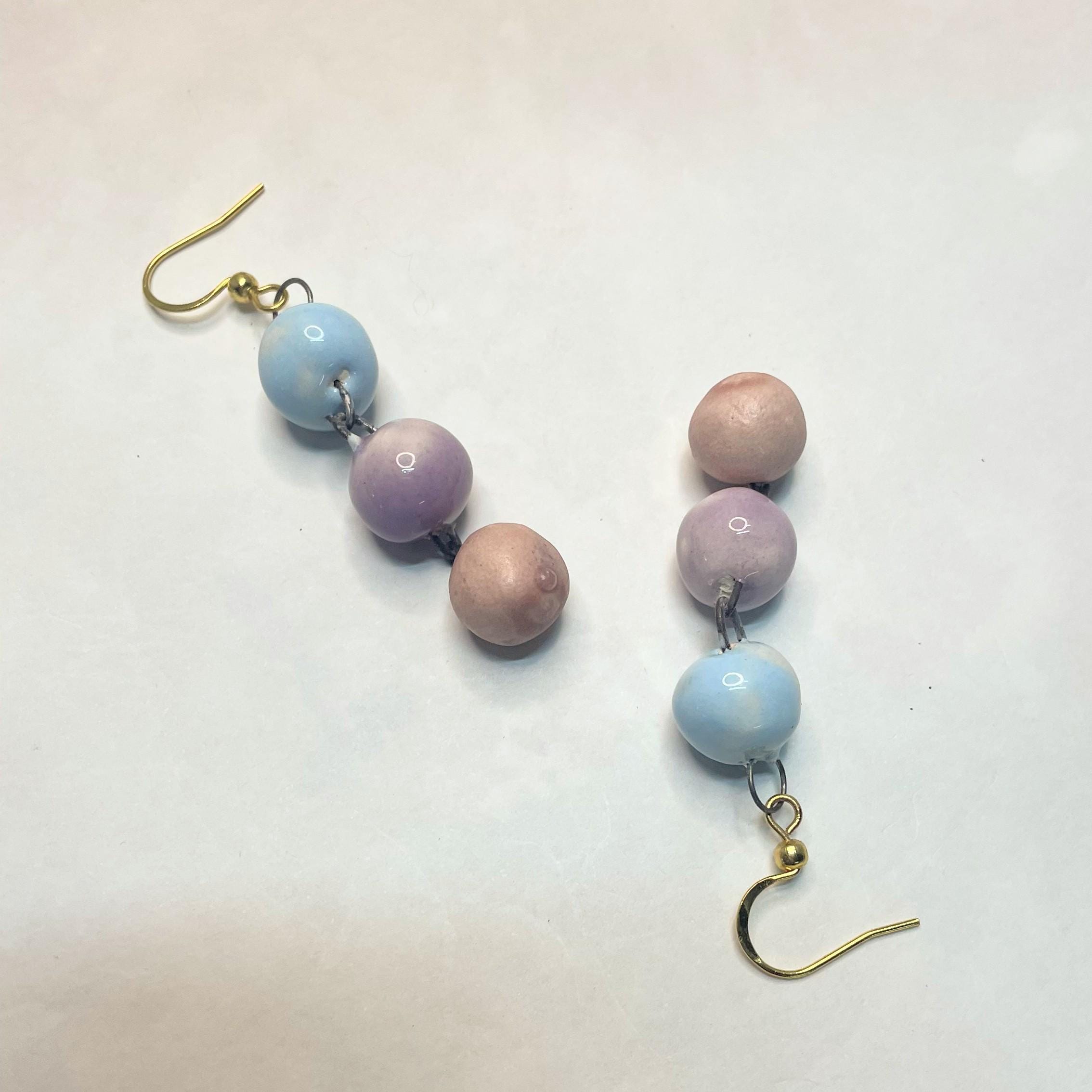 Drop Ceramic Earrings Pink Blue Jewelery