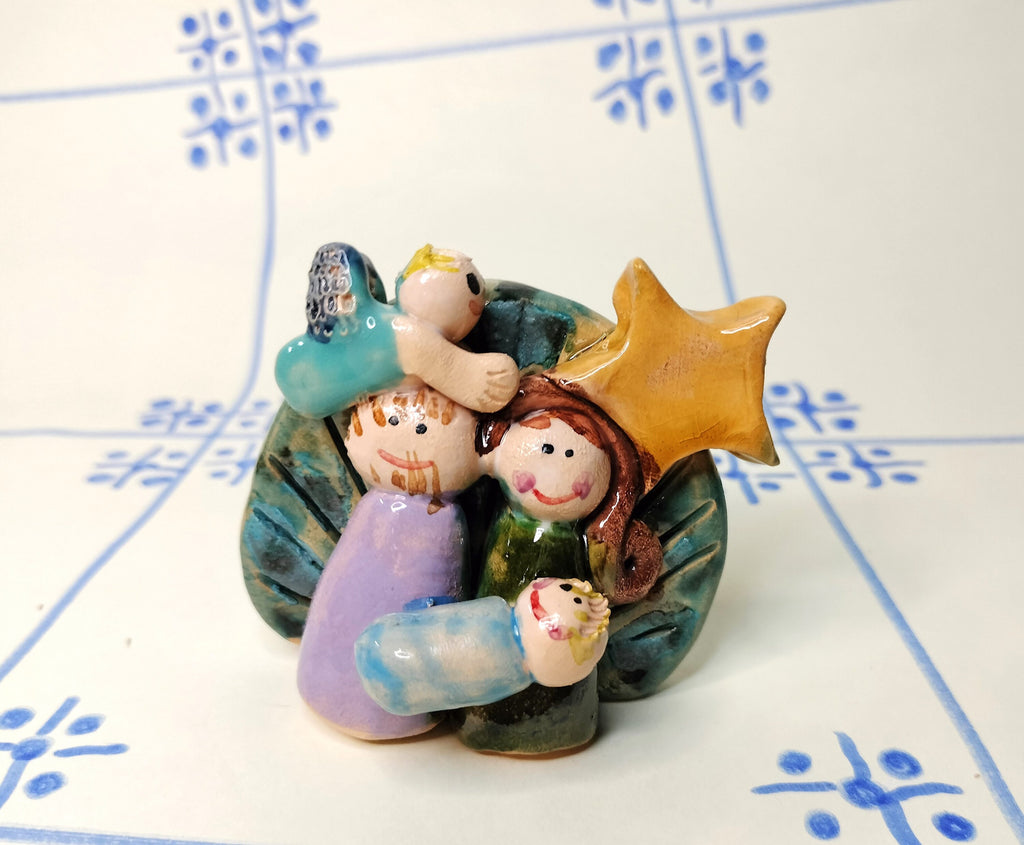 Handmade Collectible, Nativity Scene with Angel and Jesus