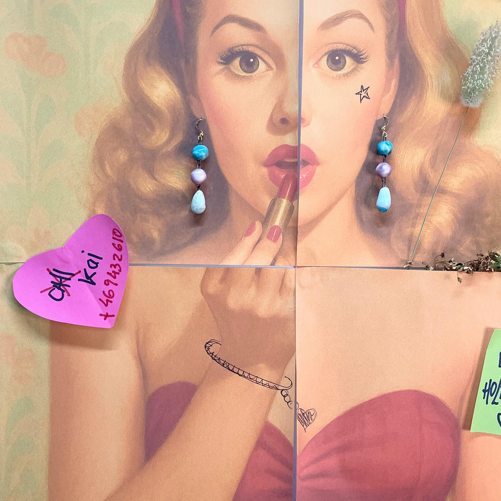 Drop Pearly Ceramic Earrings