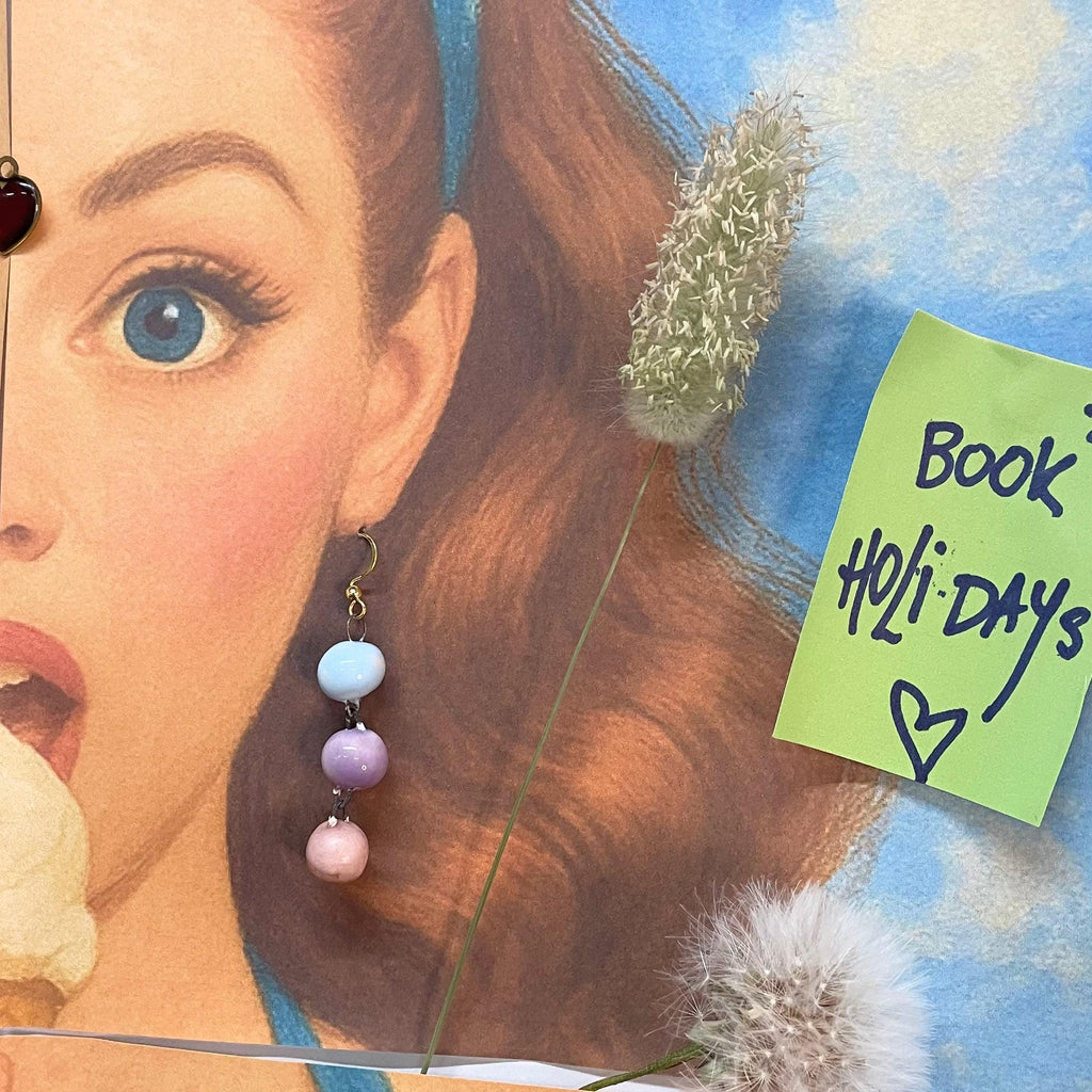 Drop Ceramic Earrings Pink Blue Jewelery