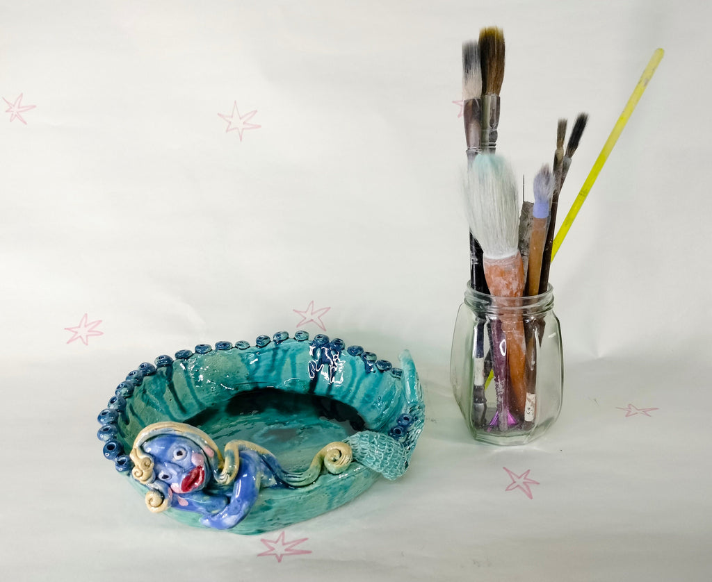 Mermaid Green Plate Made in Ceramic