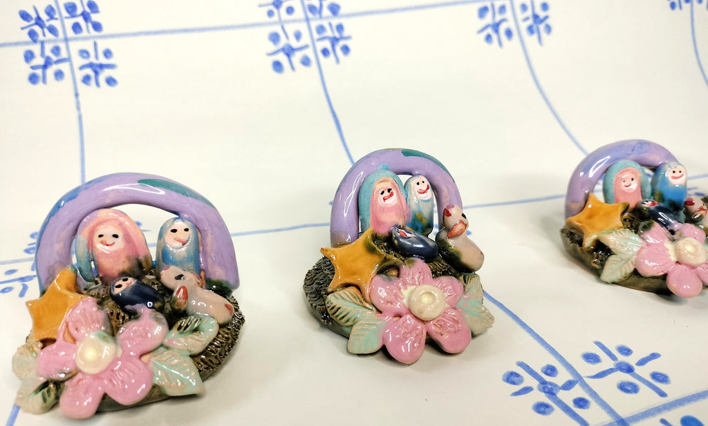 Nativity Scene Colorful Christmas in Ceramic