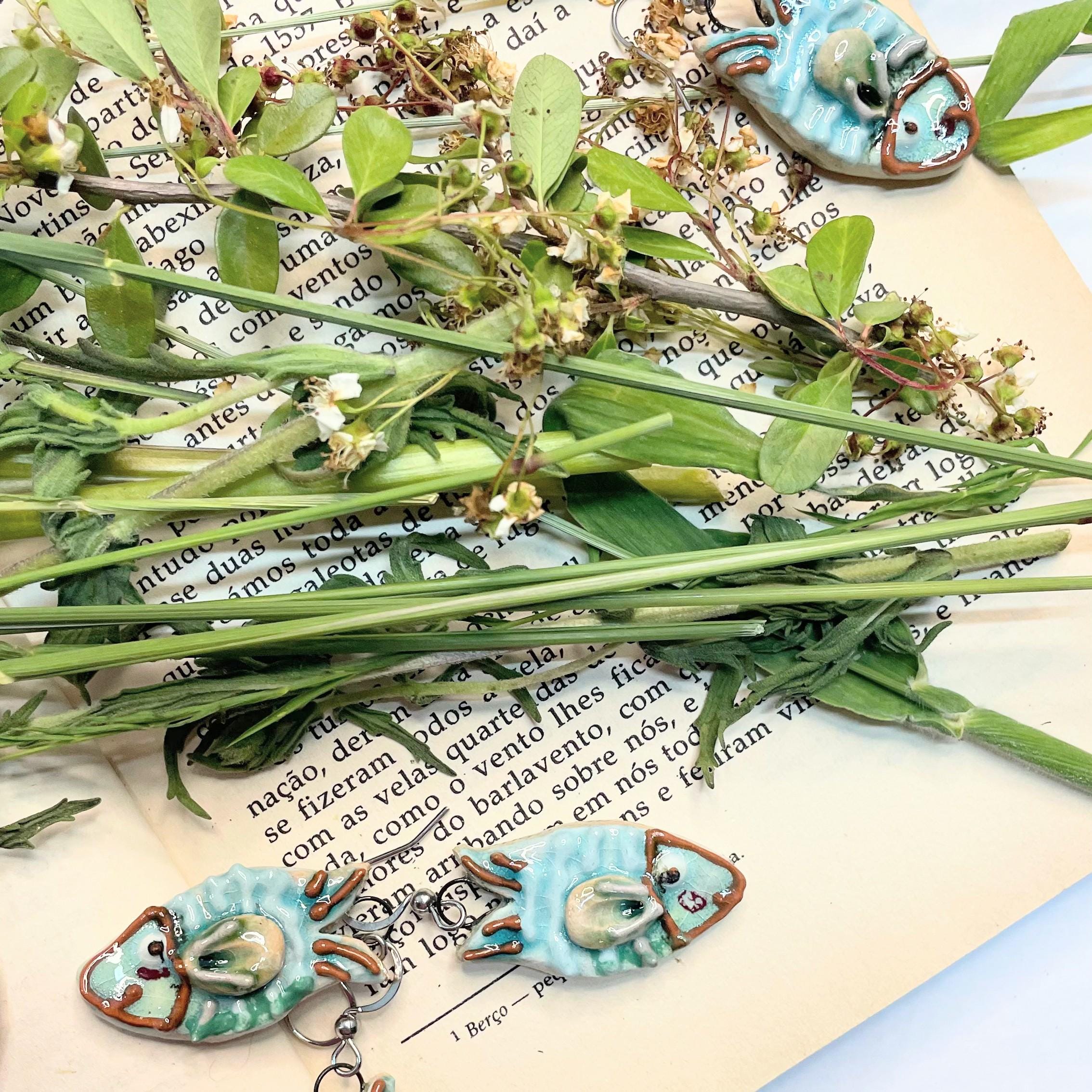 Fish Ceramic Earrings Handmade