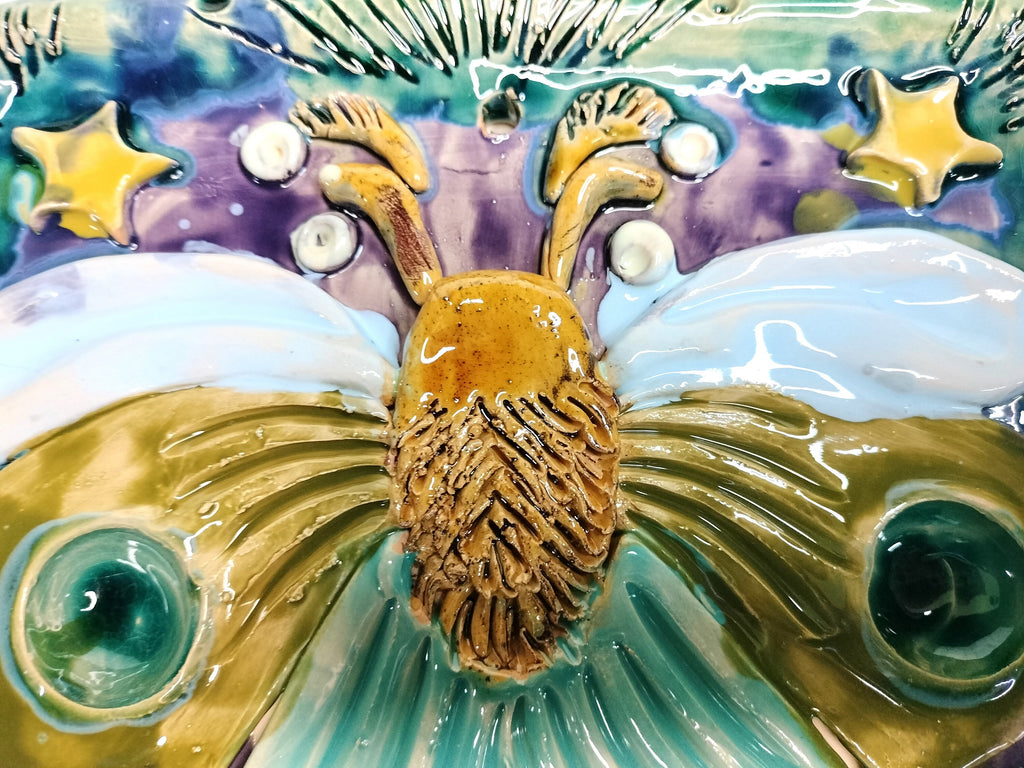 Wall Decoration with Butterfly Made of Ceramic