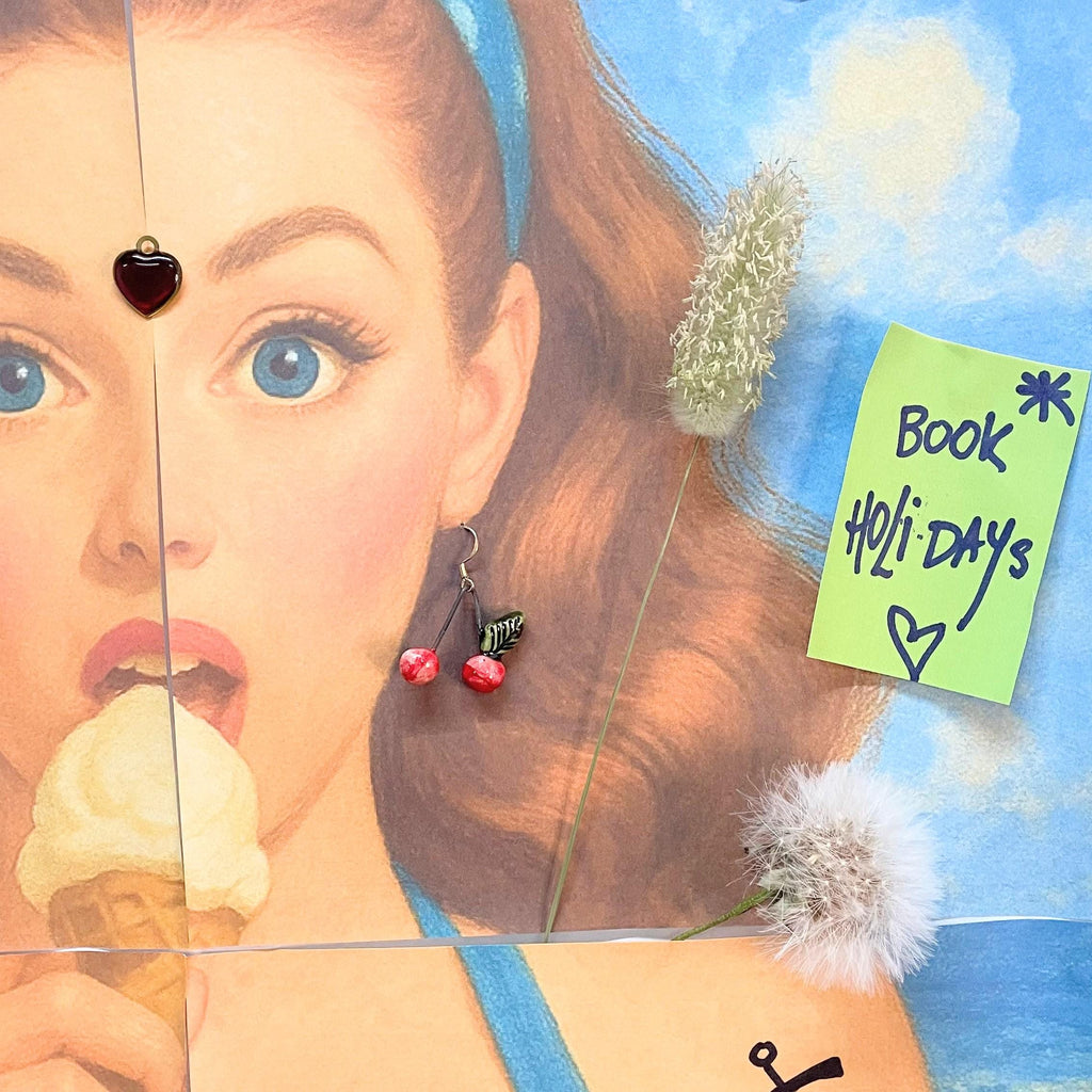 Cute Cherry Earrings Made in Ceramic