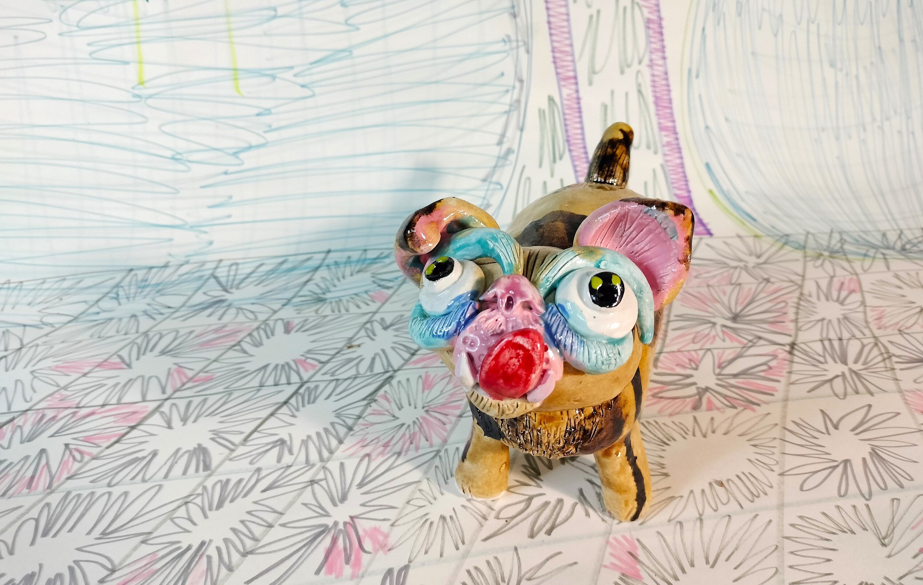 Small Pug Dog Decoration Ceramic