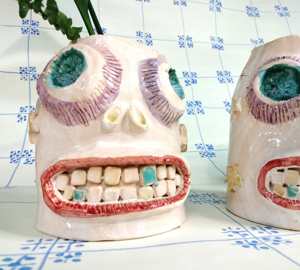 Vase Spooky Head, Handmade Decor