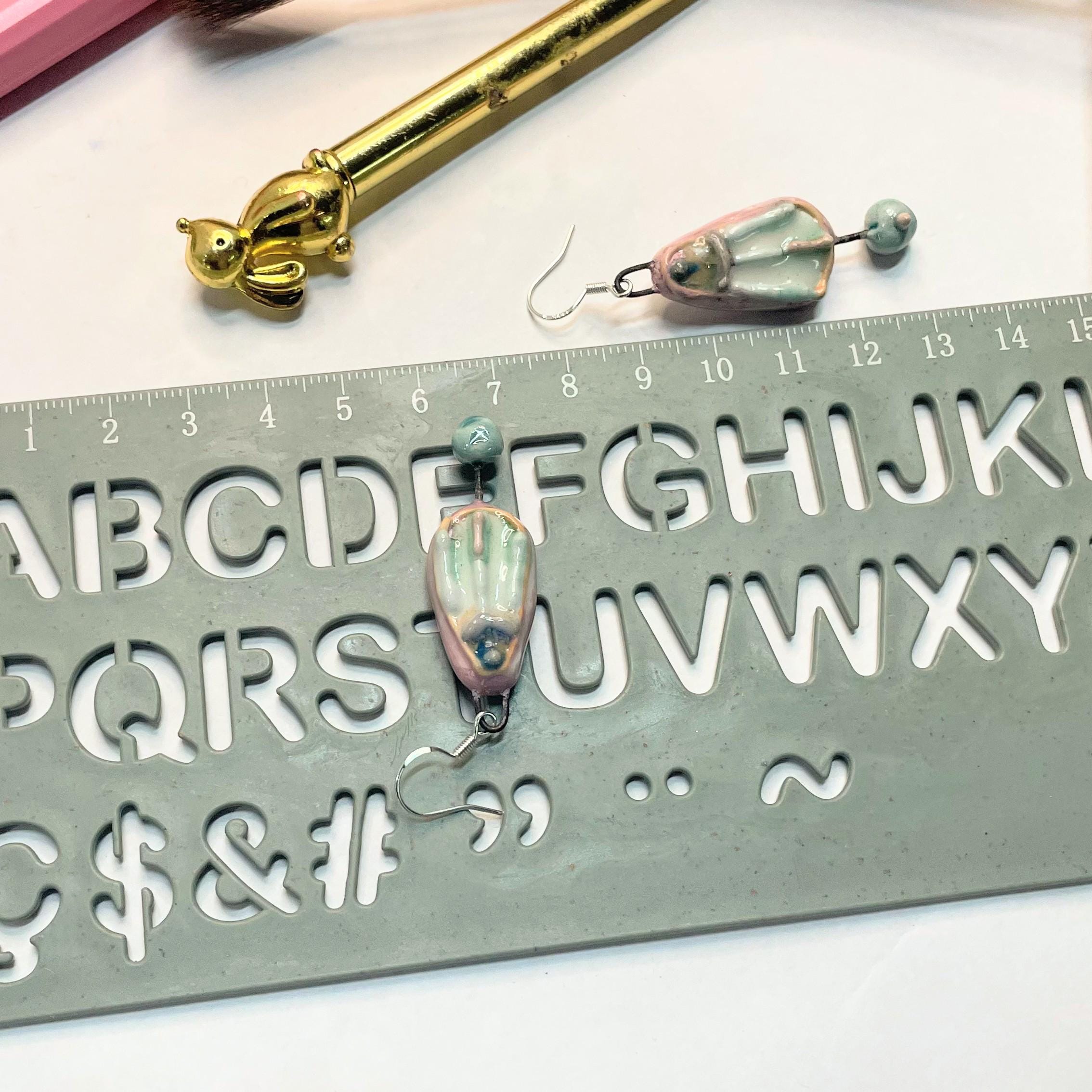 Pink Long Earrings handmade in Ceramic