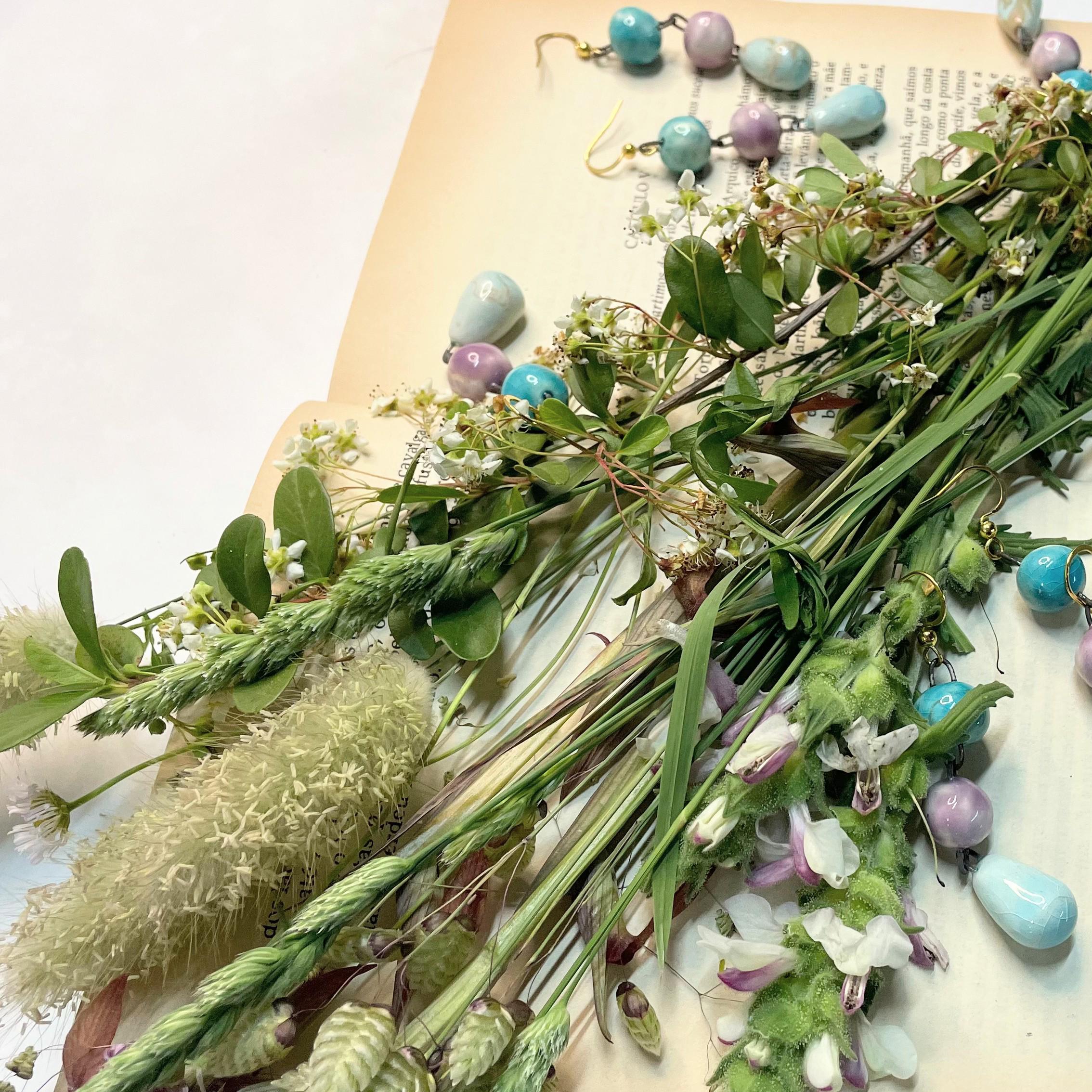 Drop Pearly Ceramic Earrings