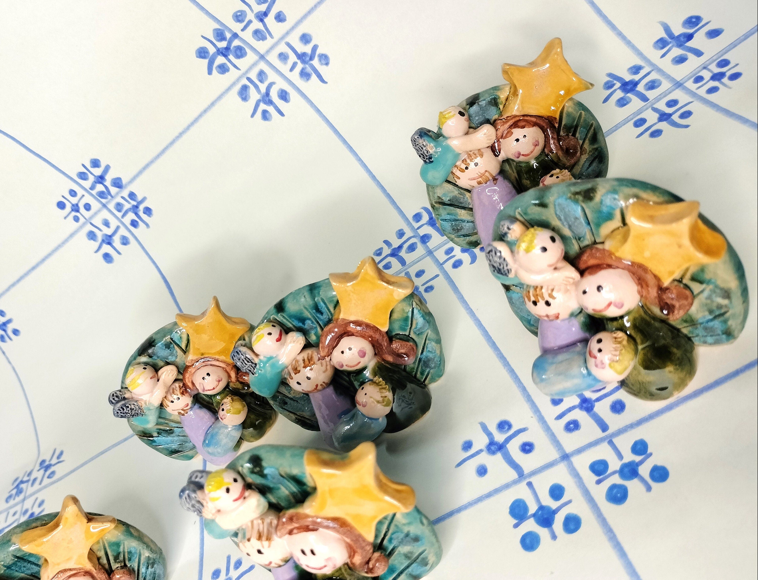 Handmade Collectible, Nativity Scene with Angel and Jesus