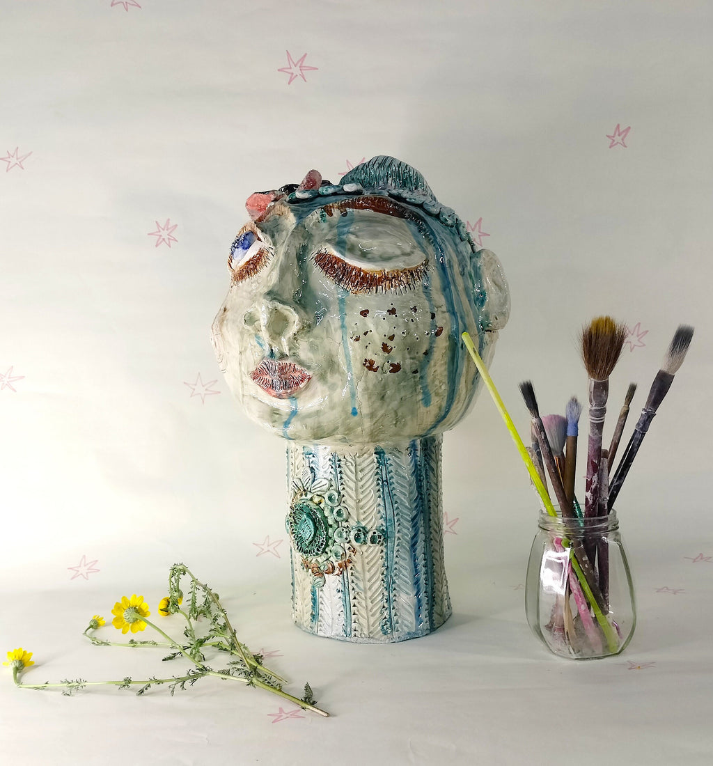 Flower Lady Statue made in Ceramic