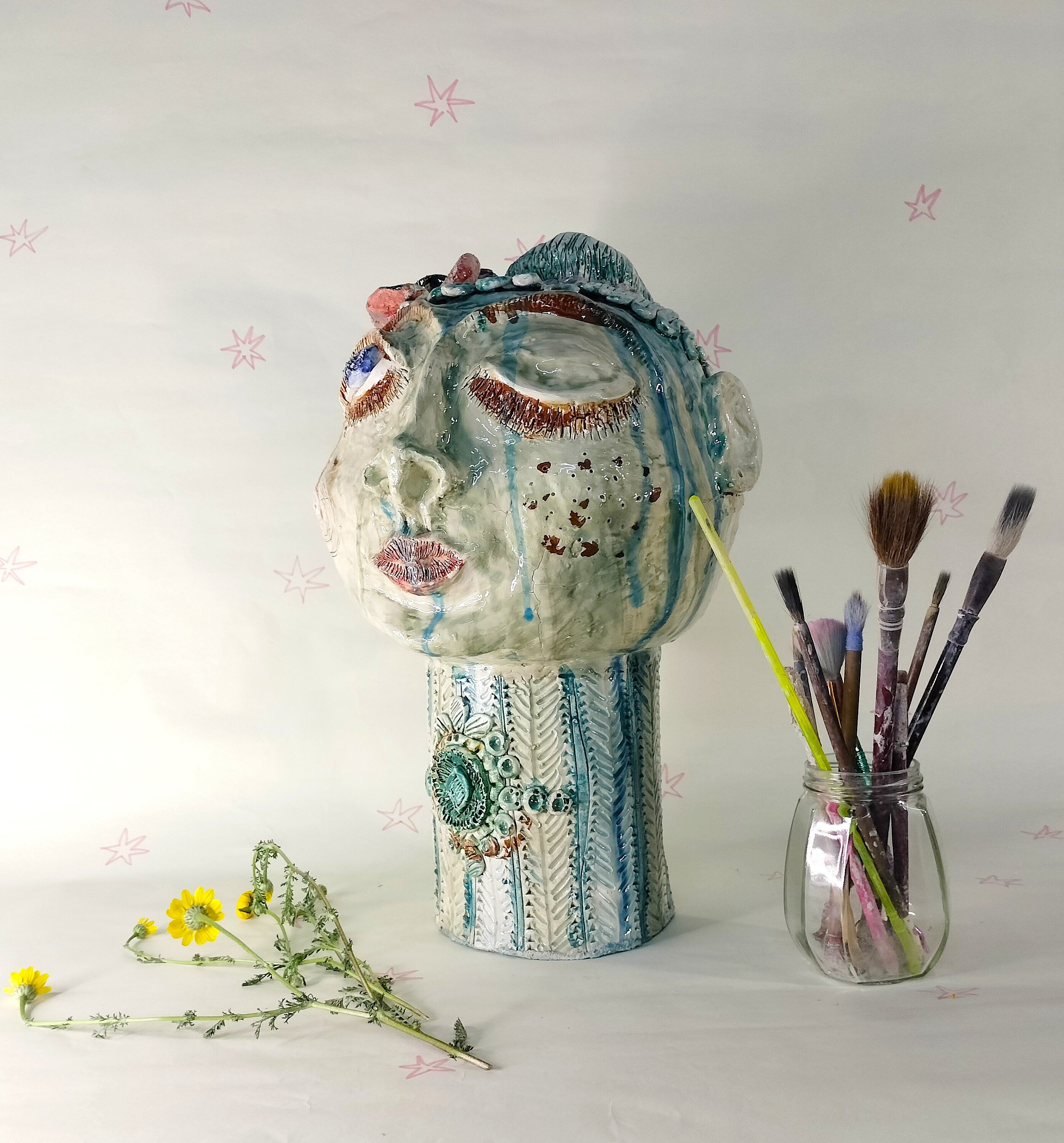 Flower Lady Statue made in Ceramic