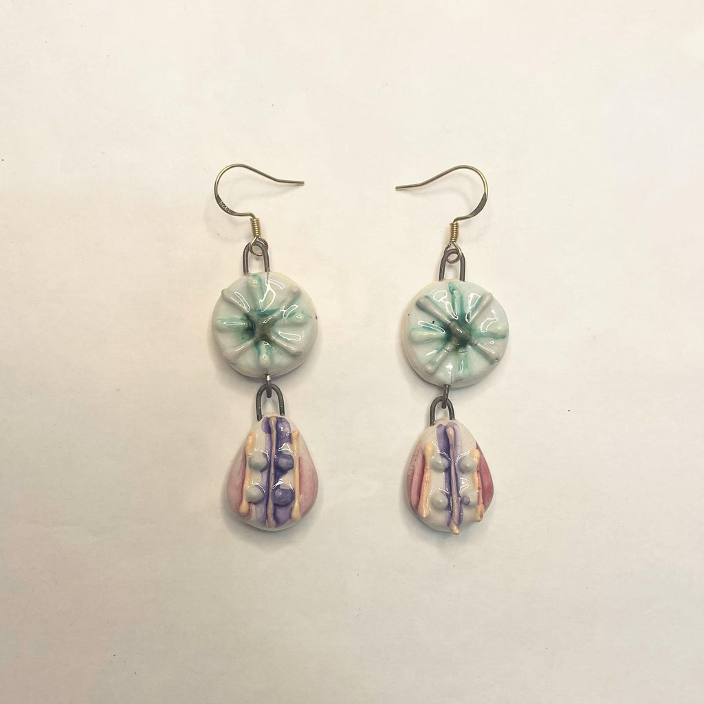 Lilac and Blue Earrings made of Ceramic