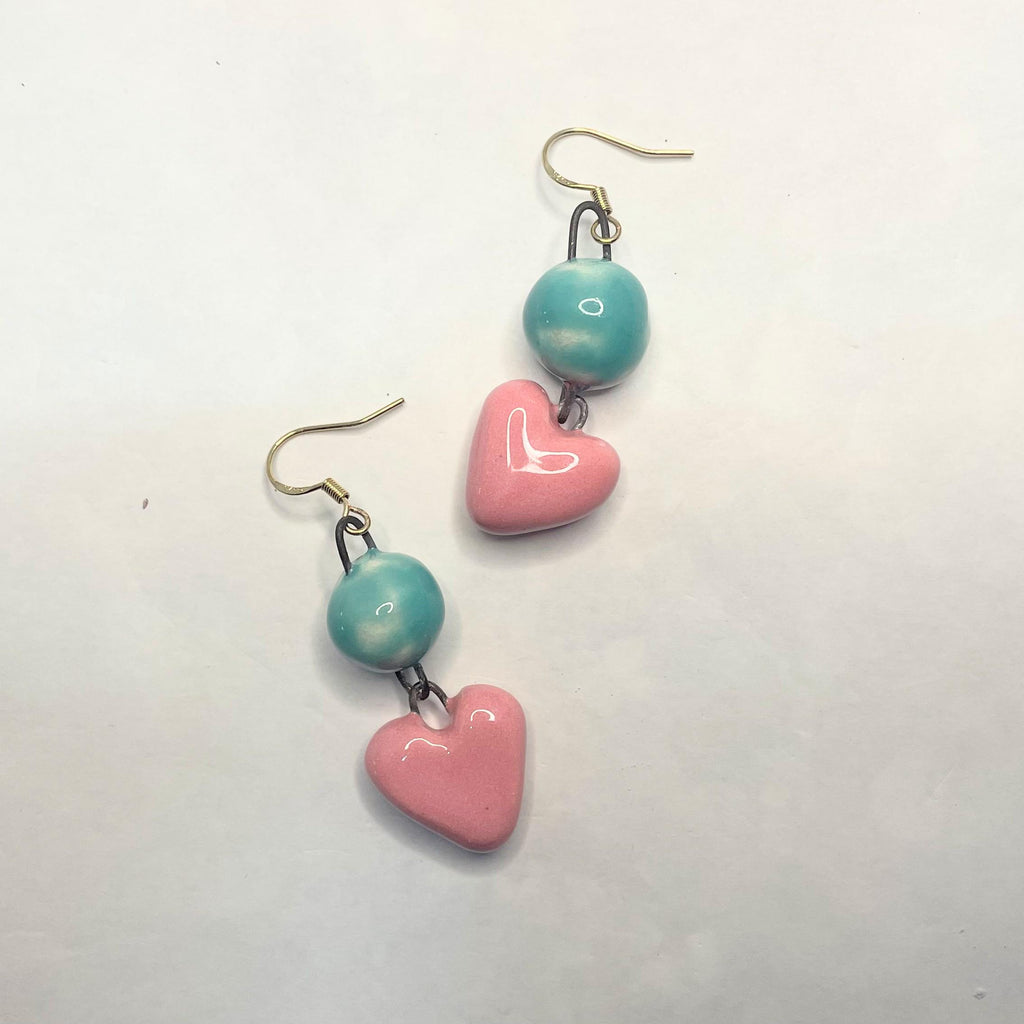 Pink Cute Heart Earrings