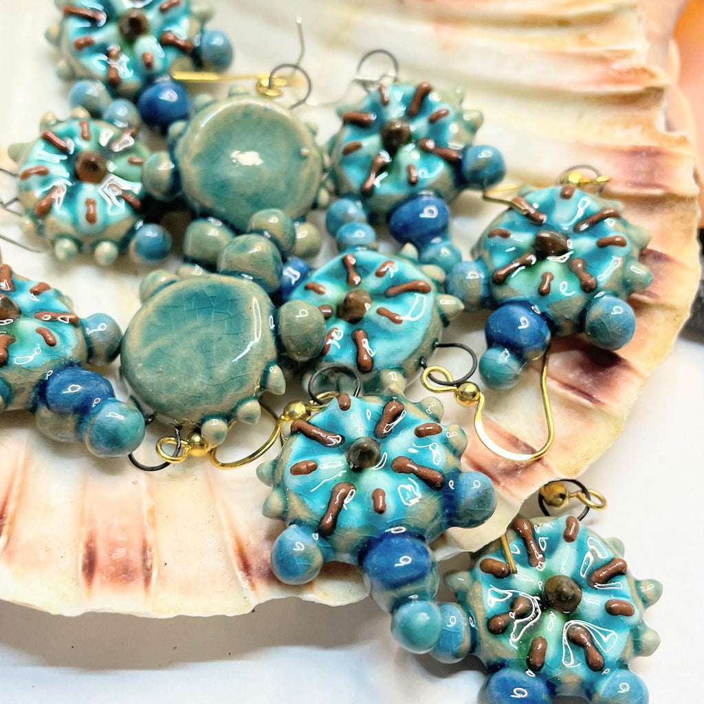 Blue Round Earrings Geometric