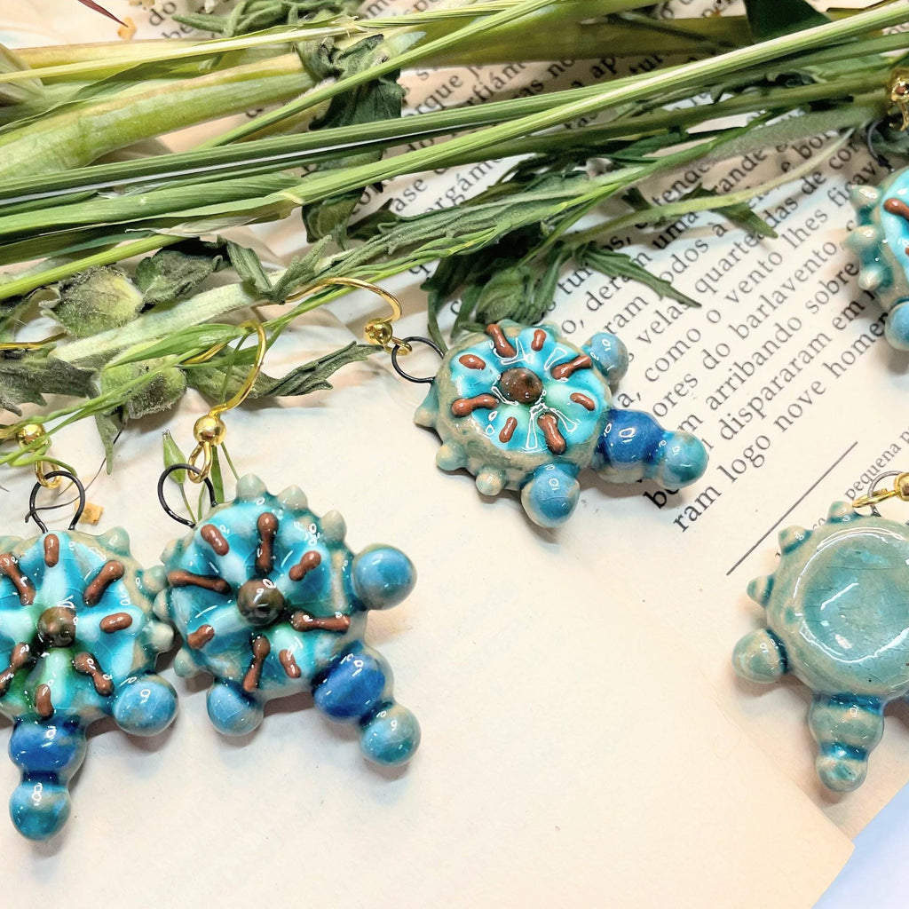 Blue Round Earrings Geometric