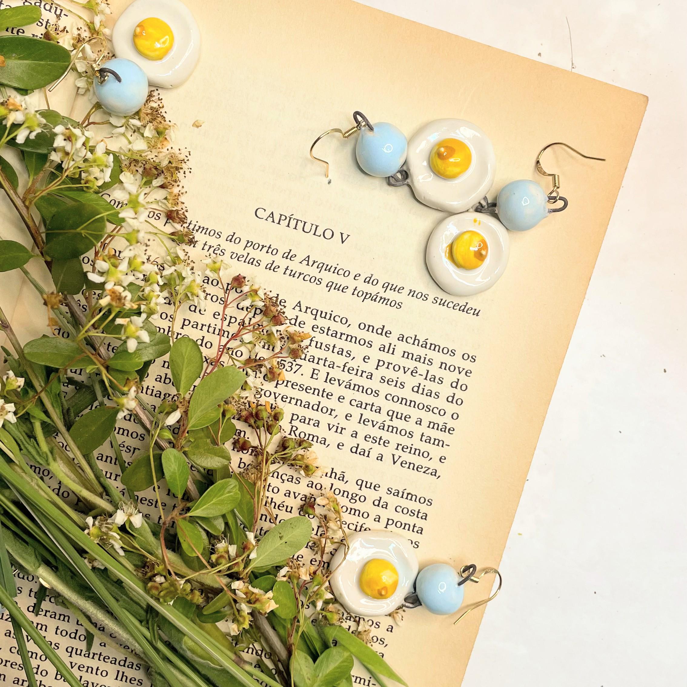 Fried Egg Ceramic Earring