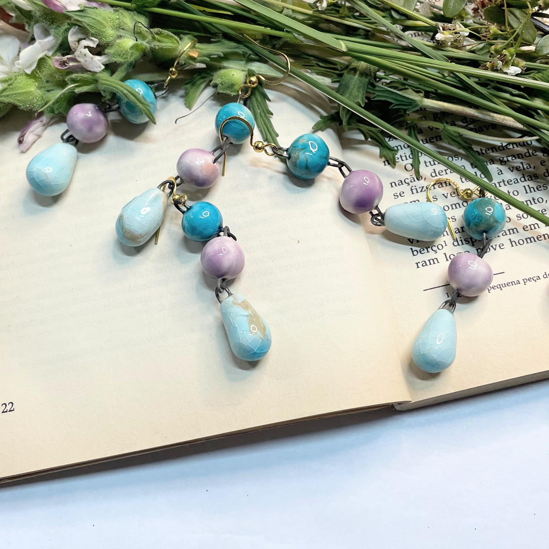 Drop Pearly Ceramic Earrings