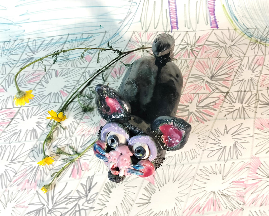 Quirky Black Ceramic Cat Table Ornament