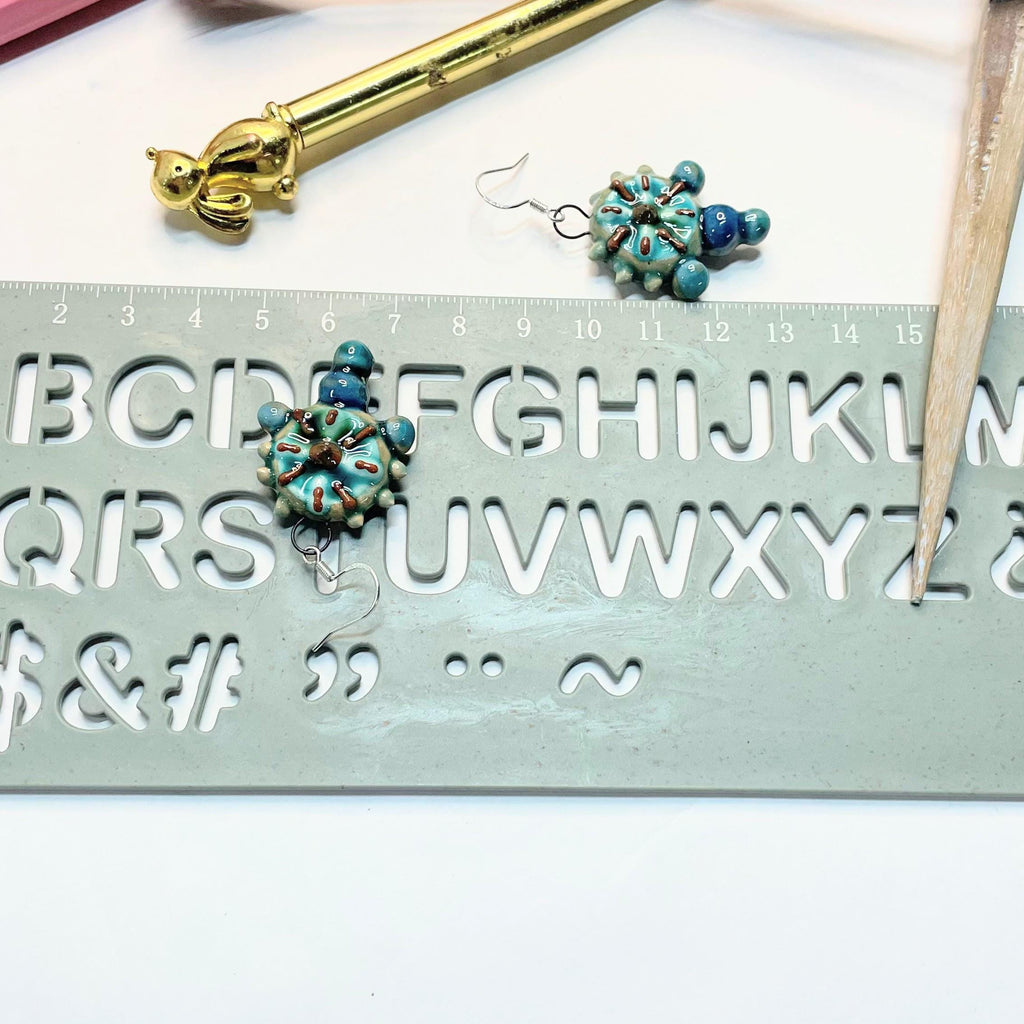 Blue Round Earrings Geometric