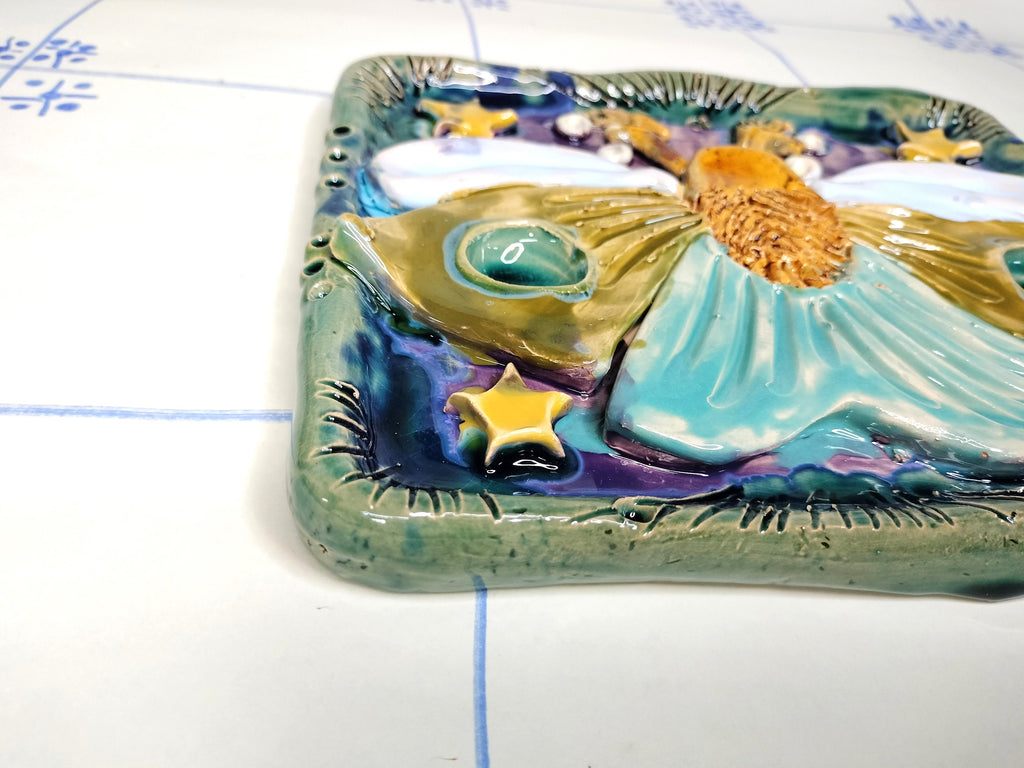 Wall Decoration with Butterfly Made of Ceramic