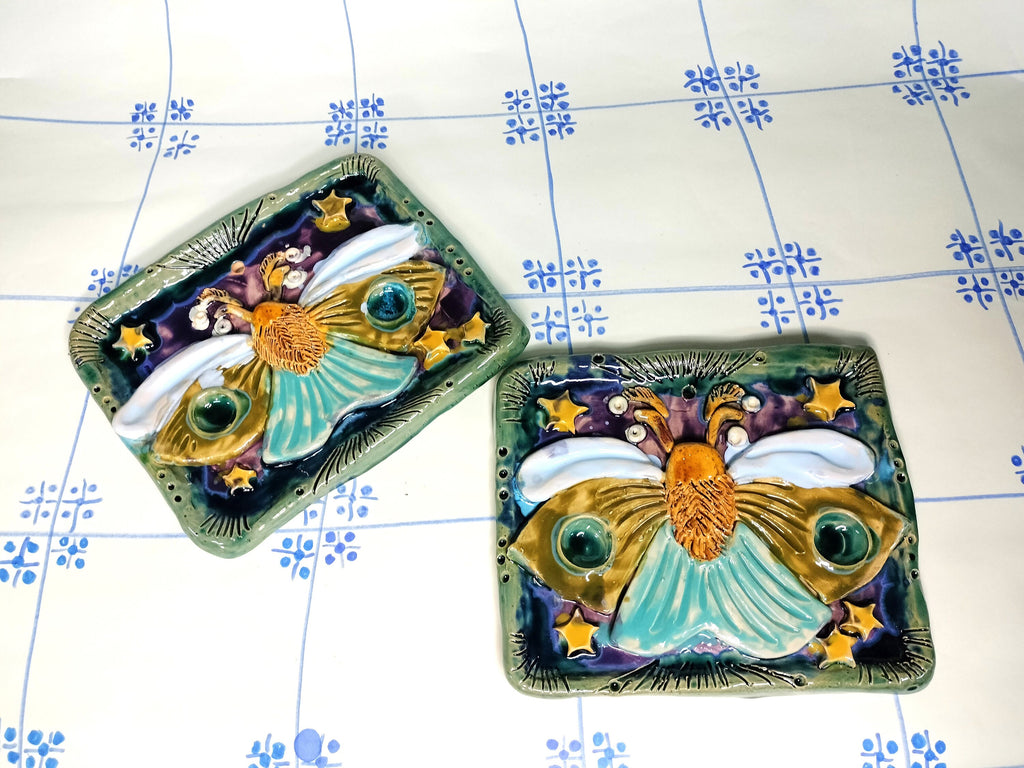 Wall Decoration with Butterfly Made of Ceramic