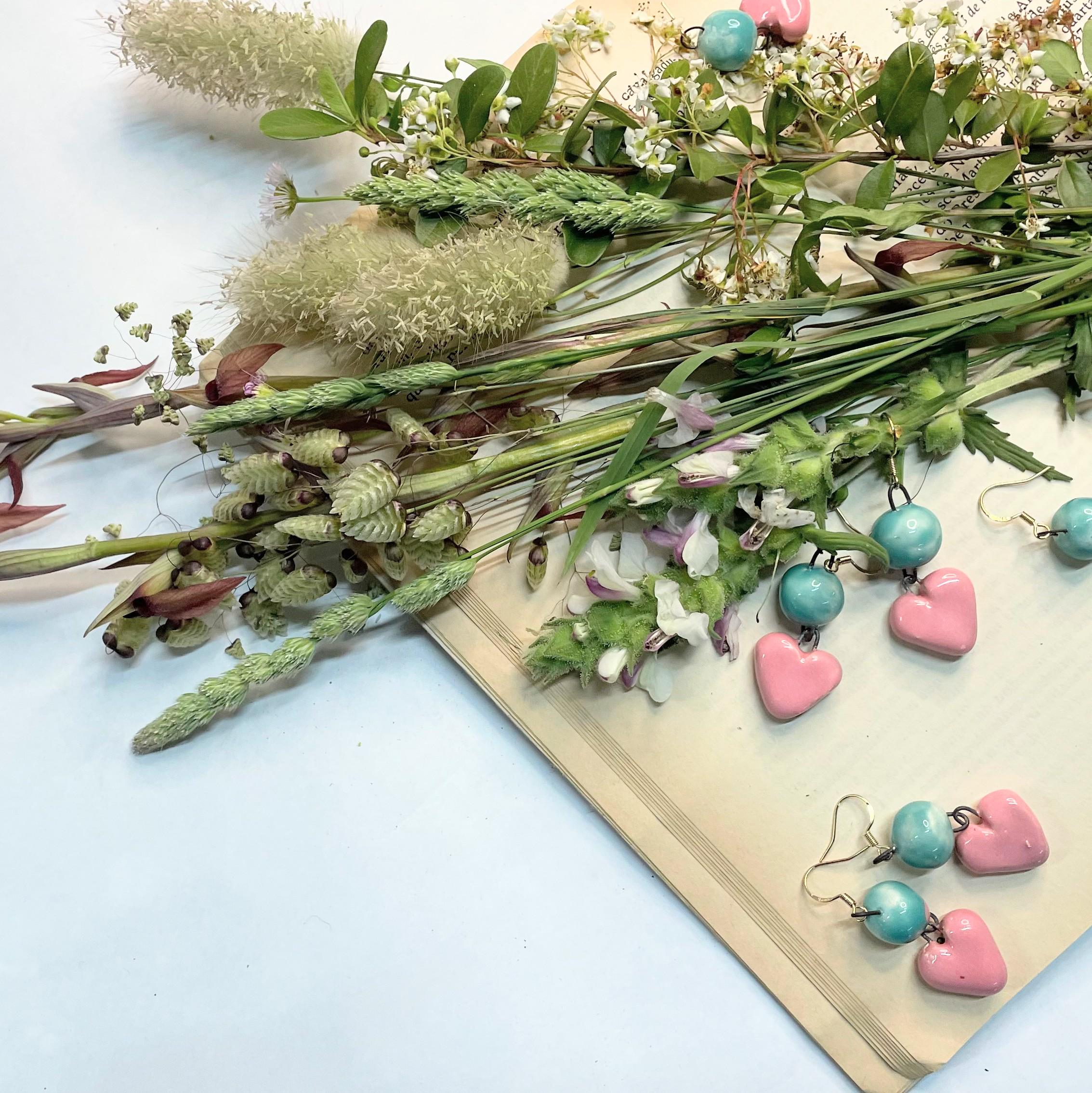 Pink Cute Heart Earrings