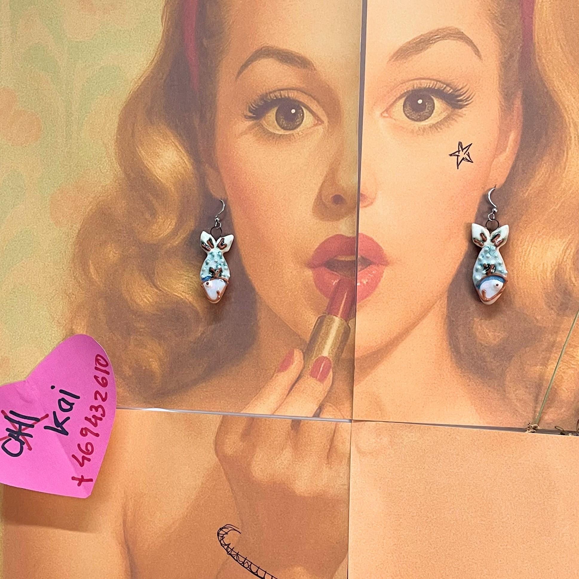 Fun Earrings Shaped like Fishes