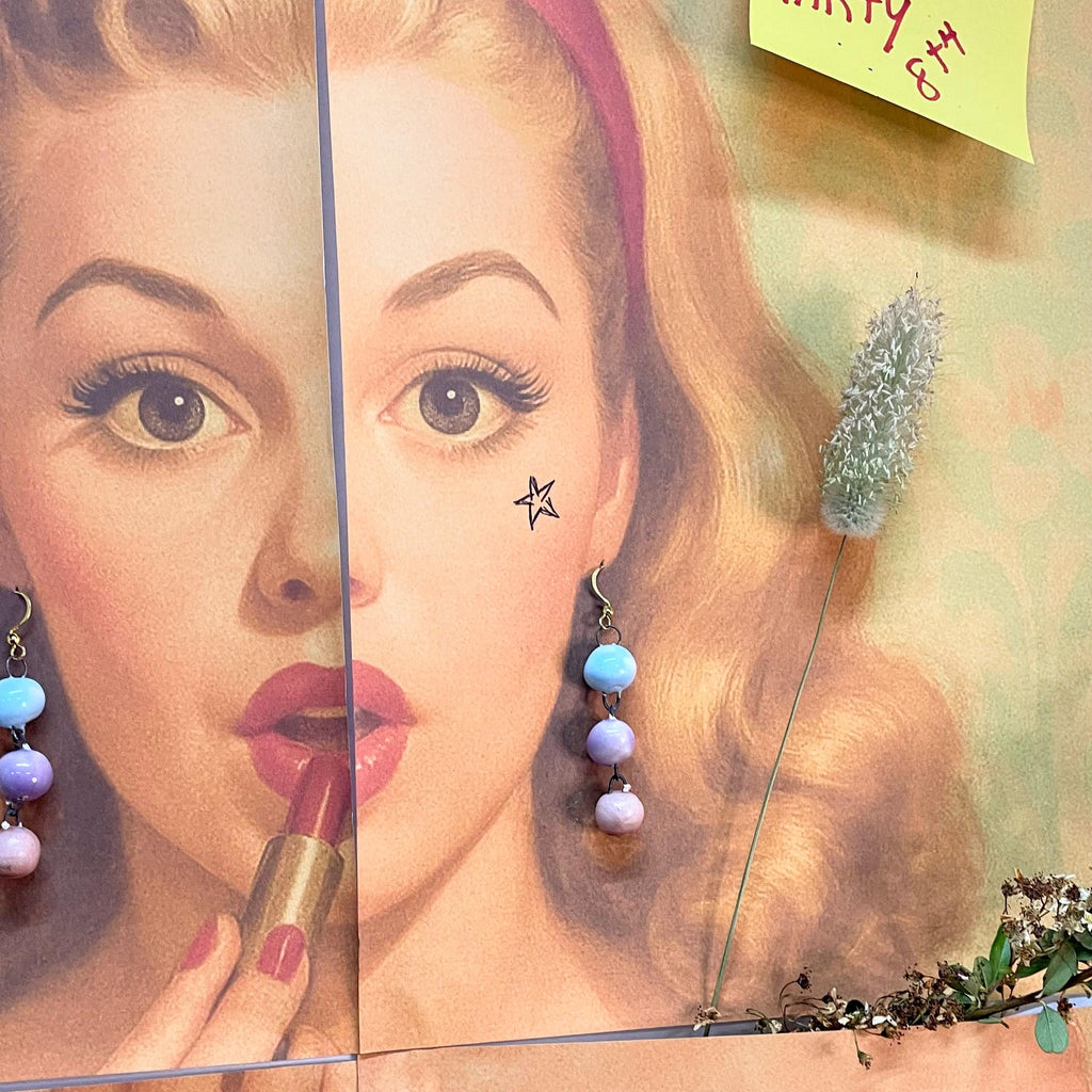 Drop Ceramic Earrings Pink Blue Jewelery